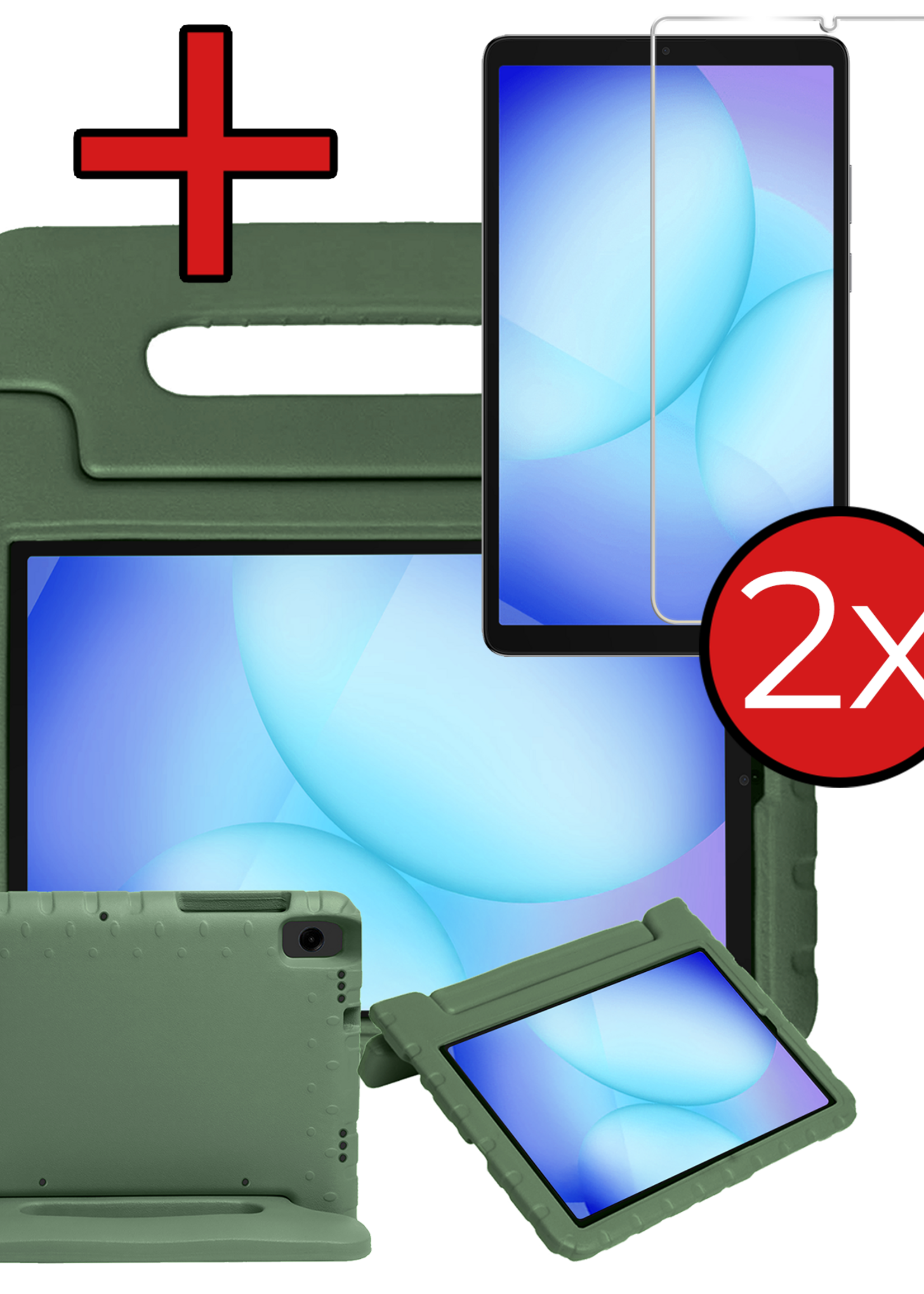 BTH BTH Samsung Galaxy Tab A11 Kinderhoes Met 2x Screenprotector - Donkergroen