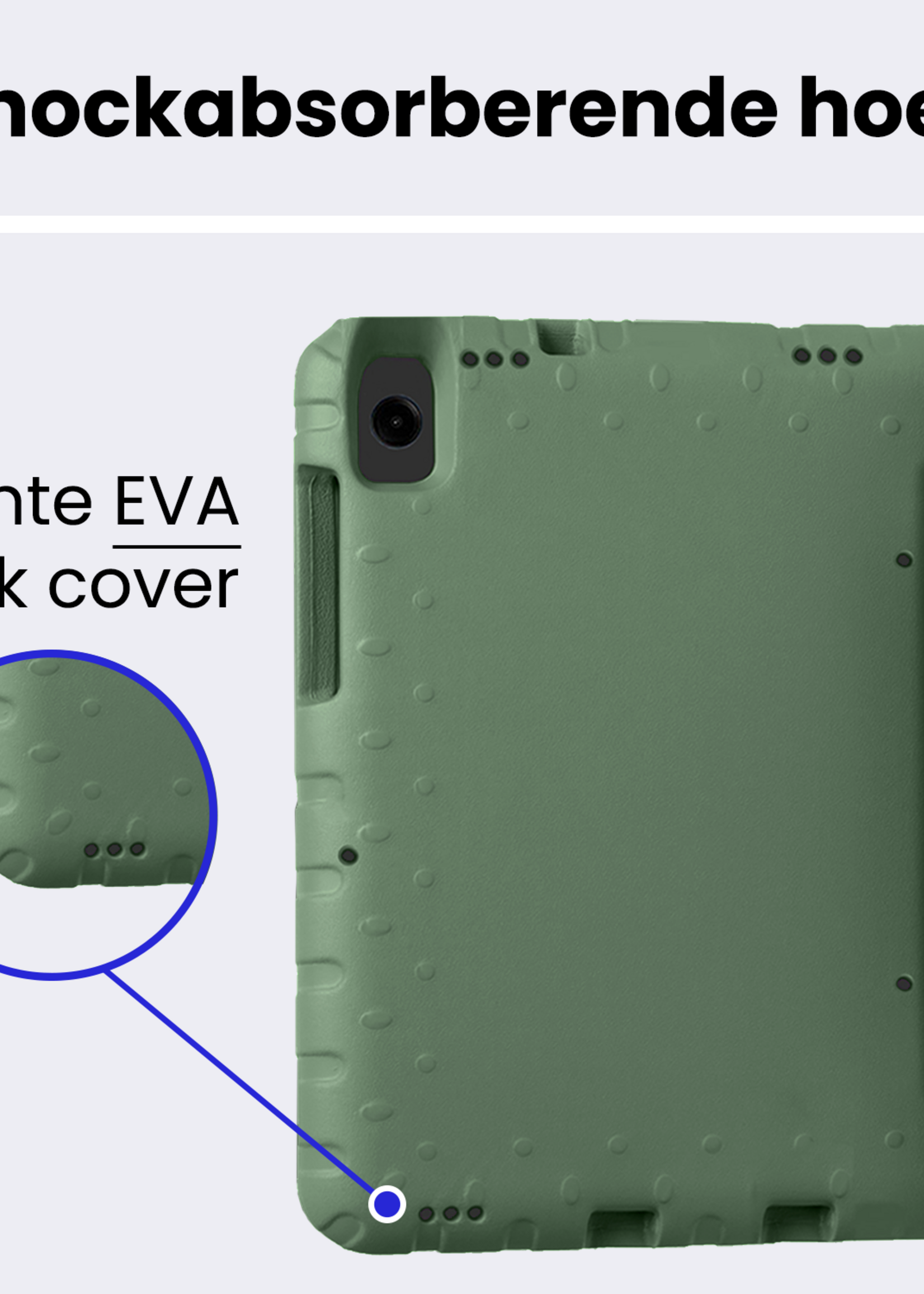 BTH BTH Samsung Galaxy Tab A11 Kinderhoes Met 2x Screenprotector - Donkergroen