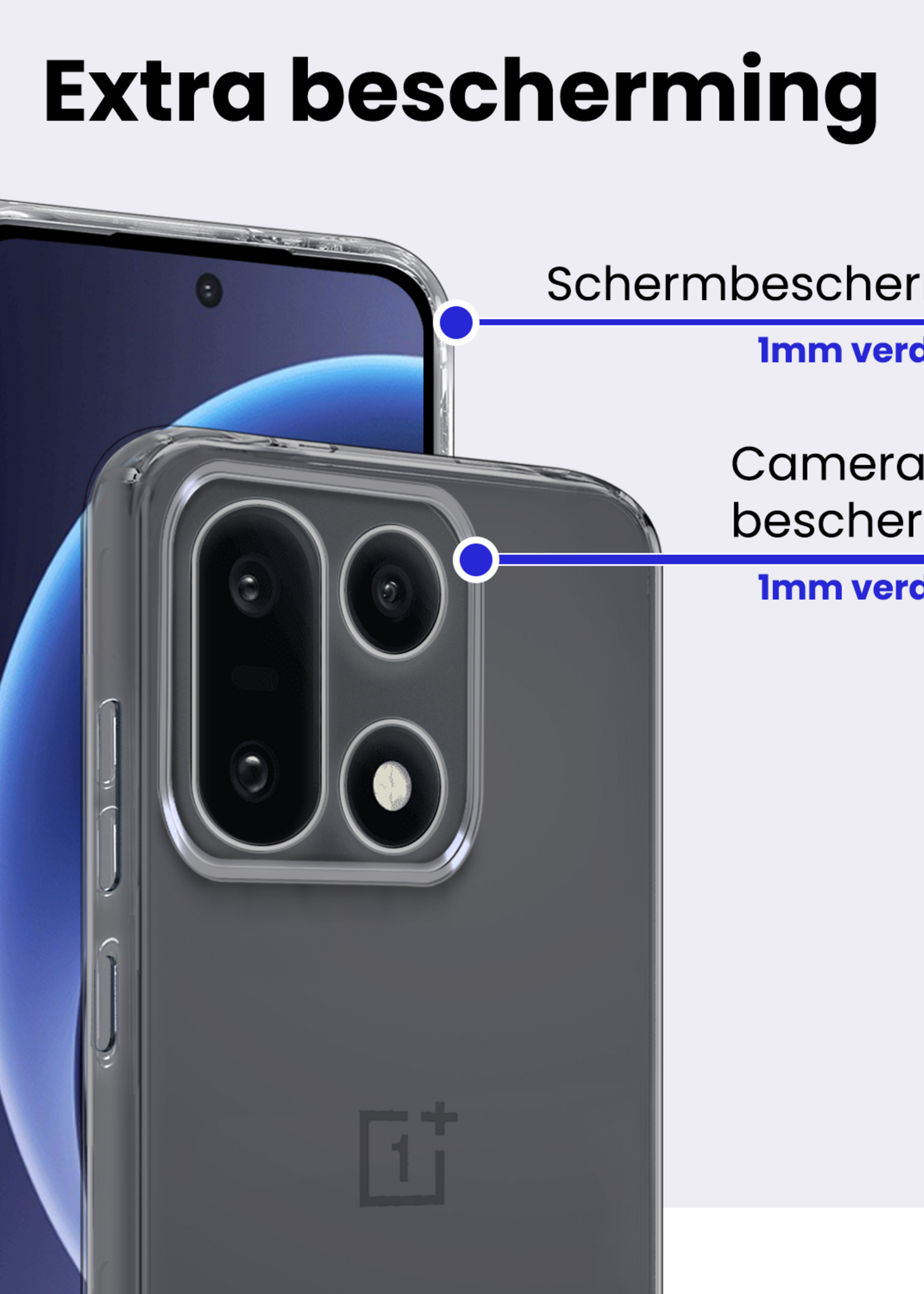 BTH BTH OnePlus 15 Hoesje Siliconen Met Screenprotector - Transparant