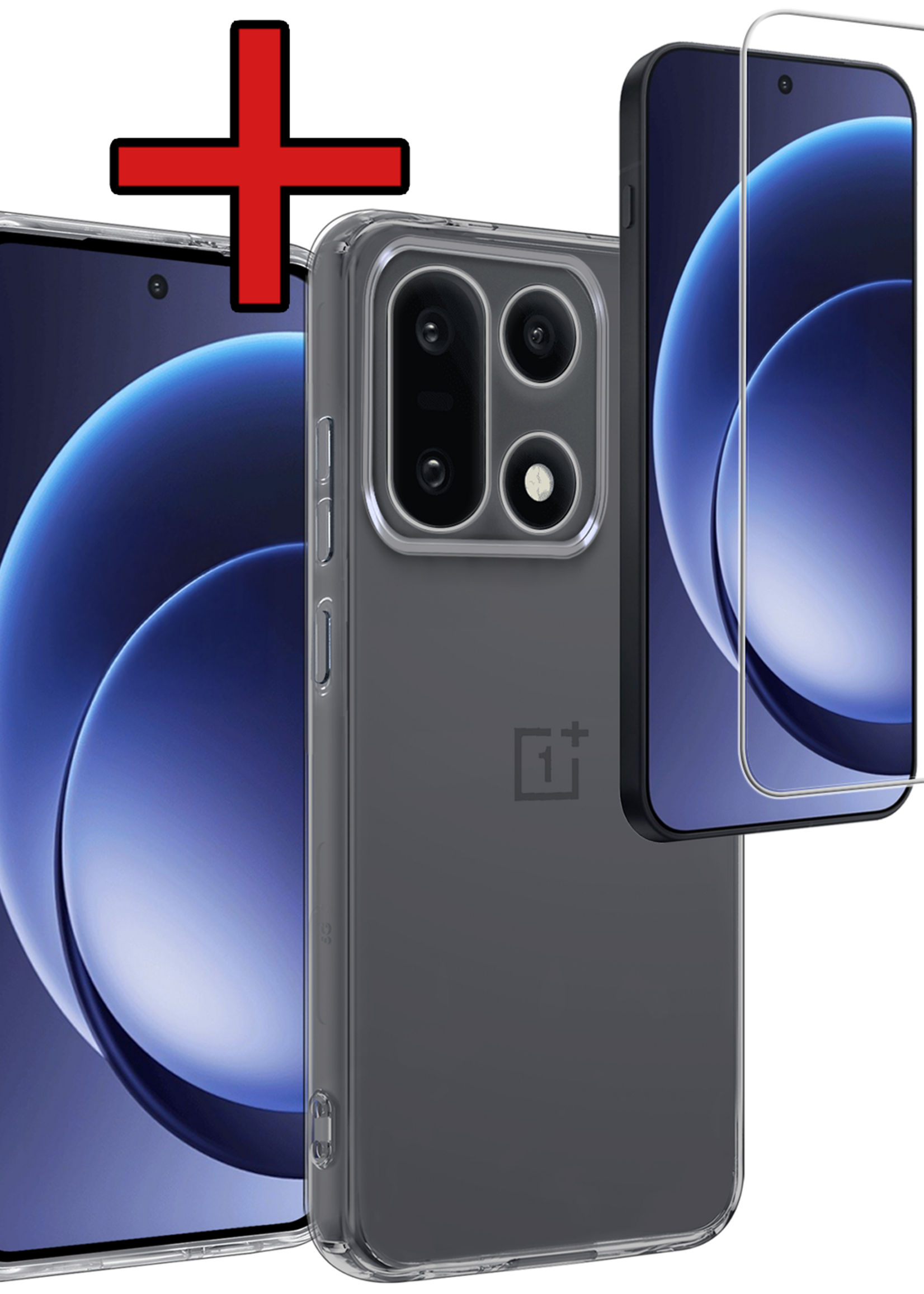 BTH BTH OnePlus 15 Hoesje Siliconen Met Screenprotector - Transparant