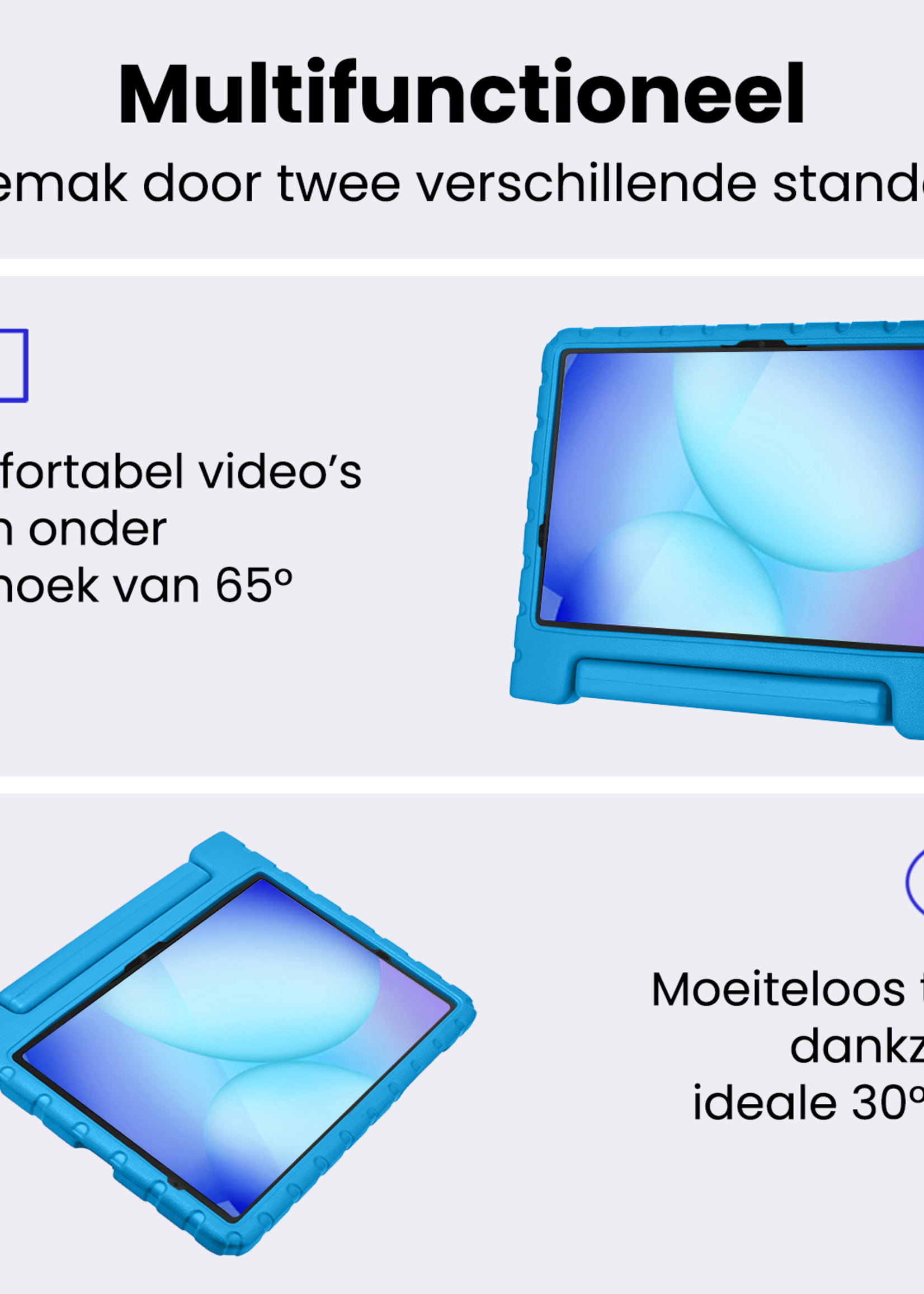 BTH Kinderhoes Geschikt voor Samsung Galaxy Tab A9 Plus Hoes Kinder Hoesje Kids Case Cover Kidsproof - Hoesje Geschikt voor Samsung Tab A9 Plus Hoesje Kinder Hoes - Blauw