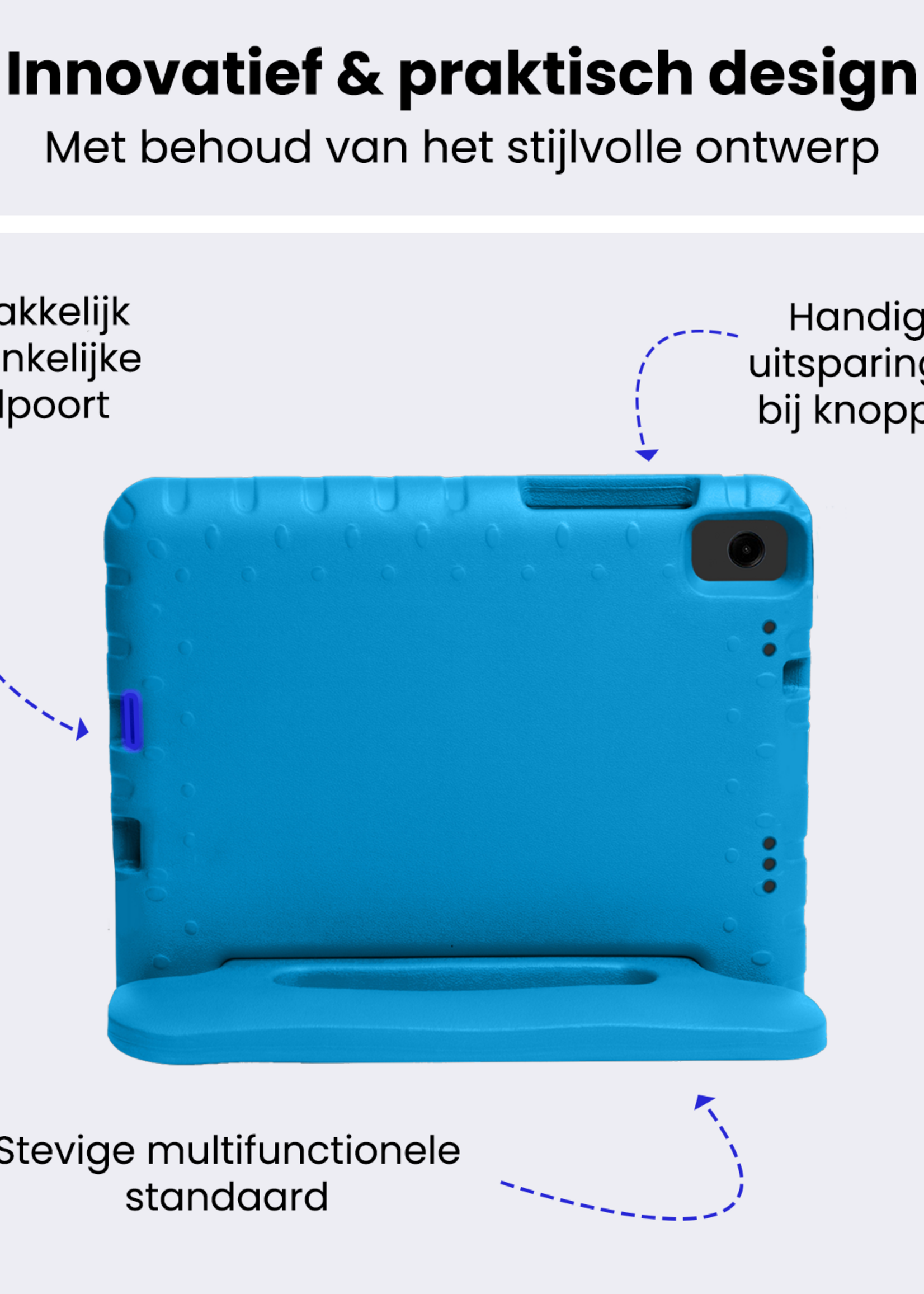 BTH Kinderhoes Geschikt voor Samsung Galaxy Tab A9 Plus Hoes Kinder Hoesje Kids Case Cover Kidsproof - Hoesje Geschikt voor Samsung Tab A9 Plus Hoesje Kinder Hoes - Blauw