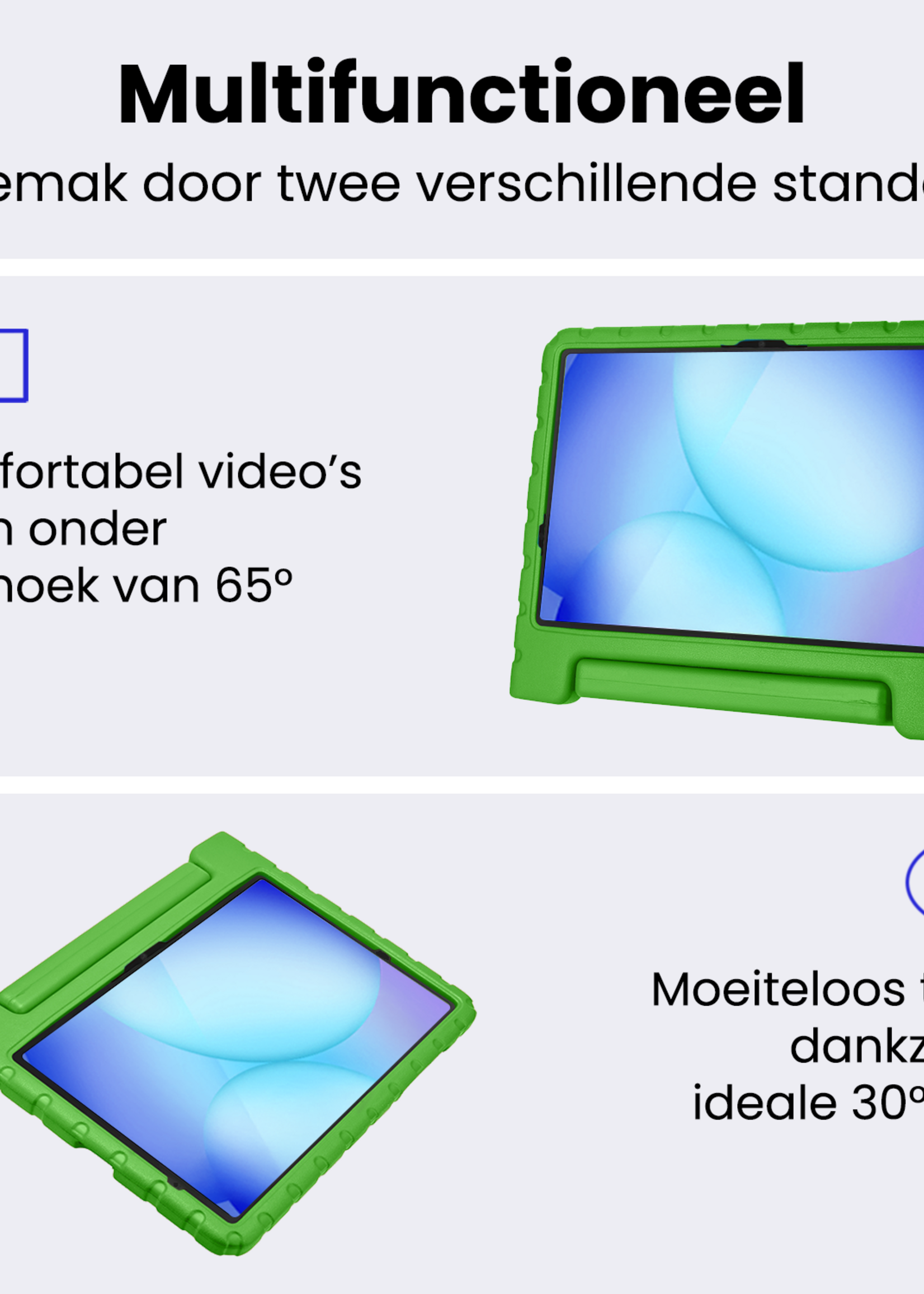 BTH Kinderhoes Geschikt voor Samsung Galaxy Tab A9 Plus Hoes Kinder Hoesje Kids Case Cover Kidsproof - Hoesje Geschikt voor Samsung Tab A9 Plus Hoesje Kinder Hoes - Groen