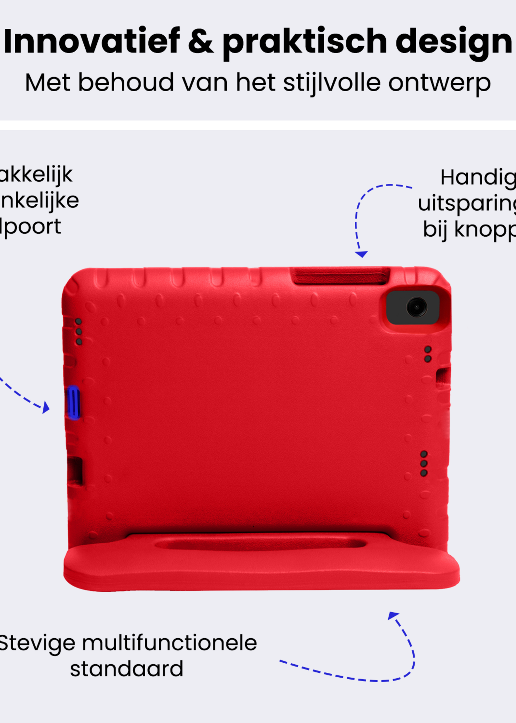 BTH Kinderhoes Geschikt voor Samsung Galaxy Tab A9 Plus Hoes Kinder Hoesje Kids Case Cover Kidsproof - Hoesje Geschikt voor Samsung Tab A9 Plus Hoesje Kinder Hoes - Rood