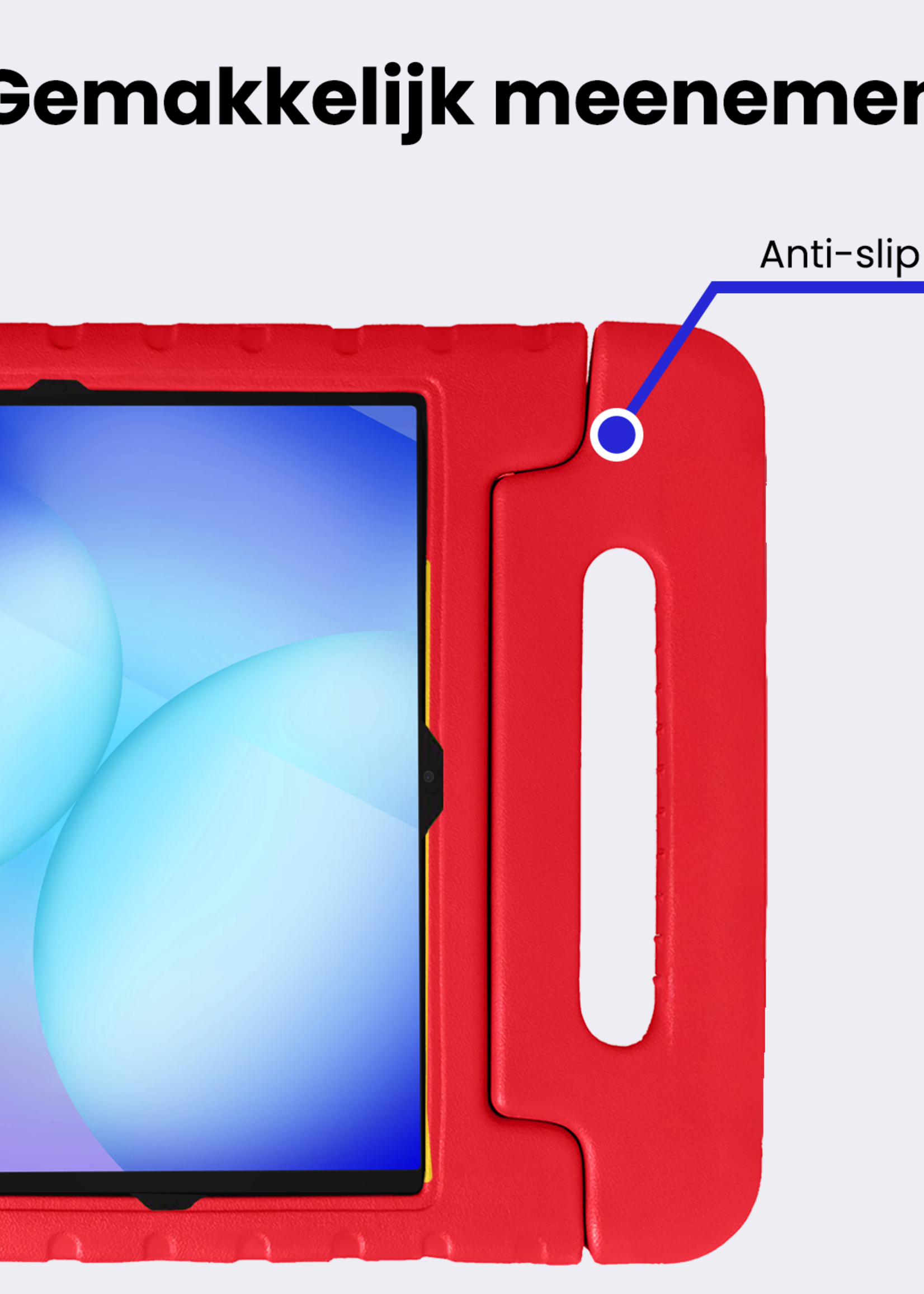 BTH Kinderhoes Geschikt voor Samsung Galaxy Tab A9 Plus Hoes Kinder Hoesje Kids Case Cover Kidsproof - Hoesje Geschikt voor Samsung Tab A9 Plus Hoesje Kinder Hoes - Rood