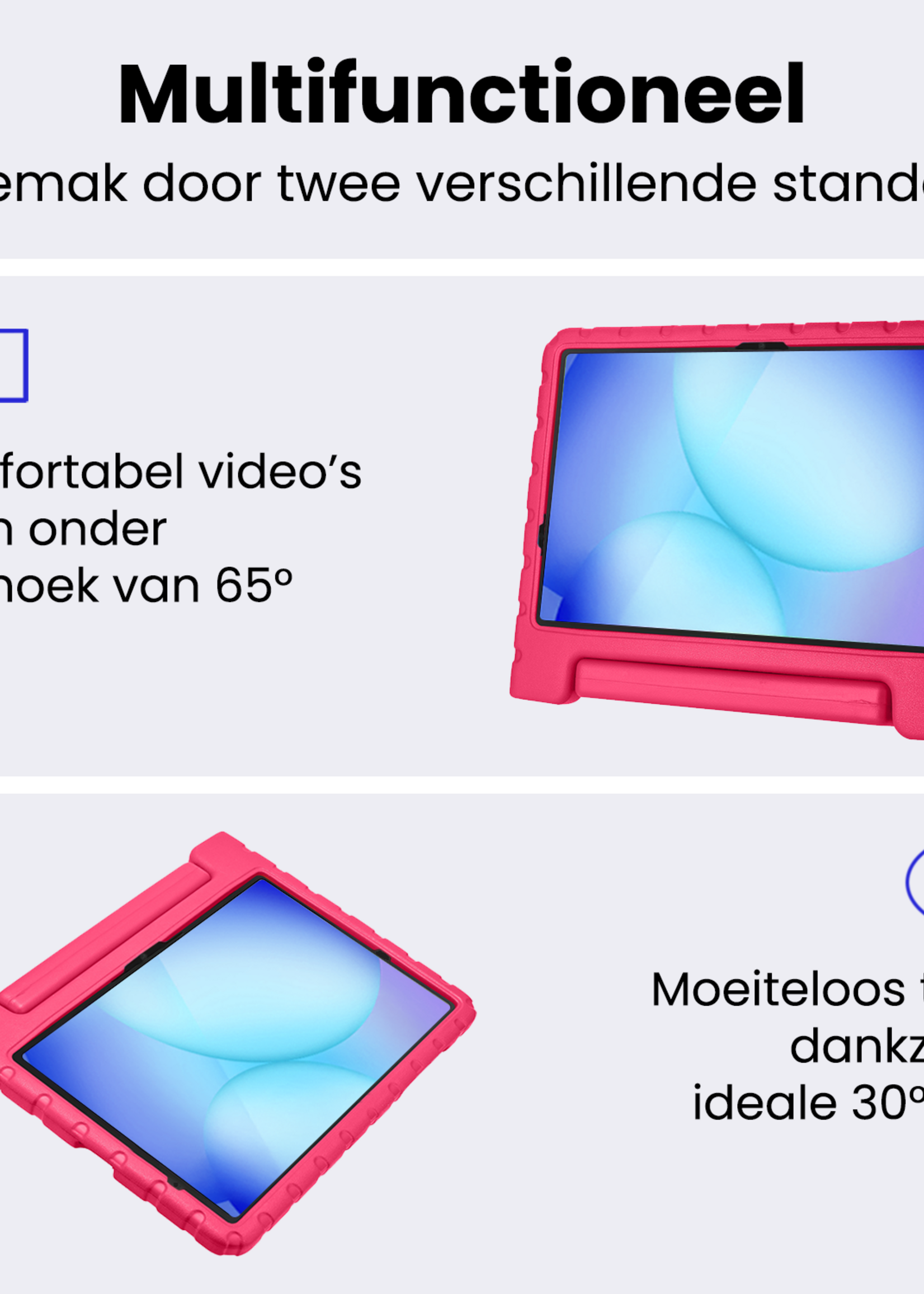 BTH Kinderhoes Geschikt voor Samsung Galaxy Tab A9 Plus Hoes Kinder Hoesje Kids Case Cover Kidsproof - Hoesje Geschikt voor Samsung Tab A9 Plus Hoesje Kinder Hoes - Roze