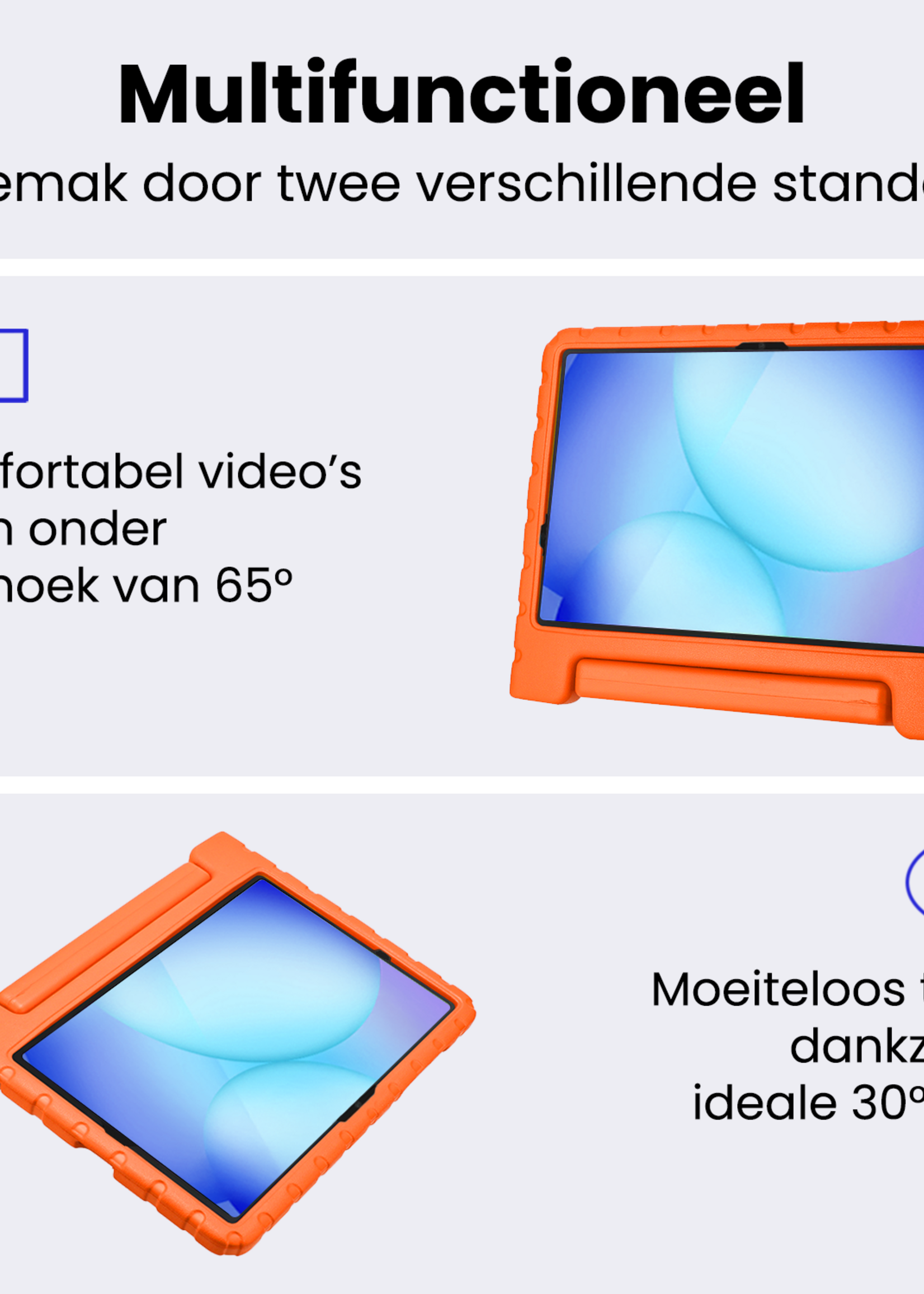 BTH Kinderhoes Geschikt voor Samsung Galaxy Tab A9 Plus Hoes Kinder Hoesje Kids Case Cover Kidsproof Met Screenprotector - Hoesje Geschikt voor Samsung Tab A9 Plus Hoesje Kinder Hoes - Oranje