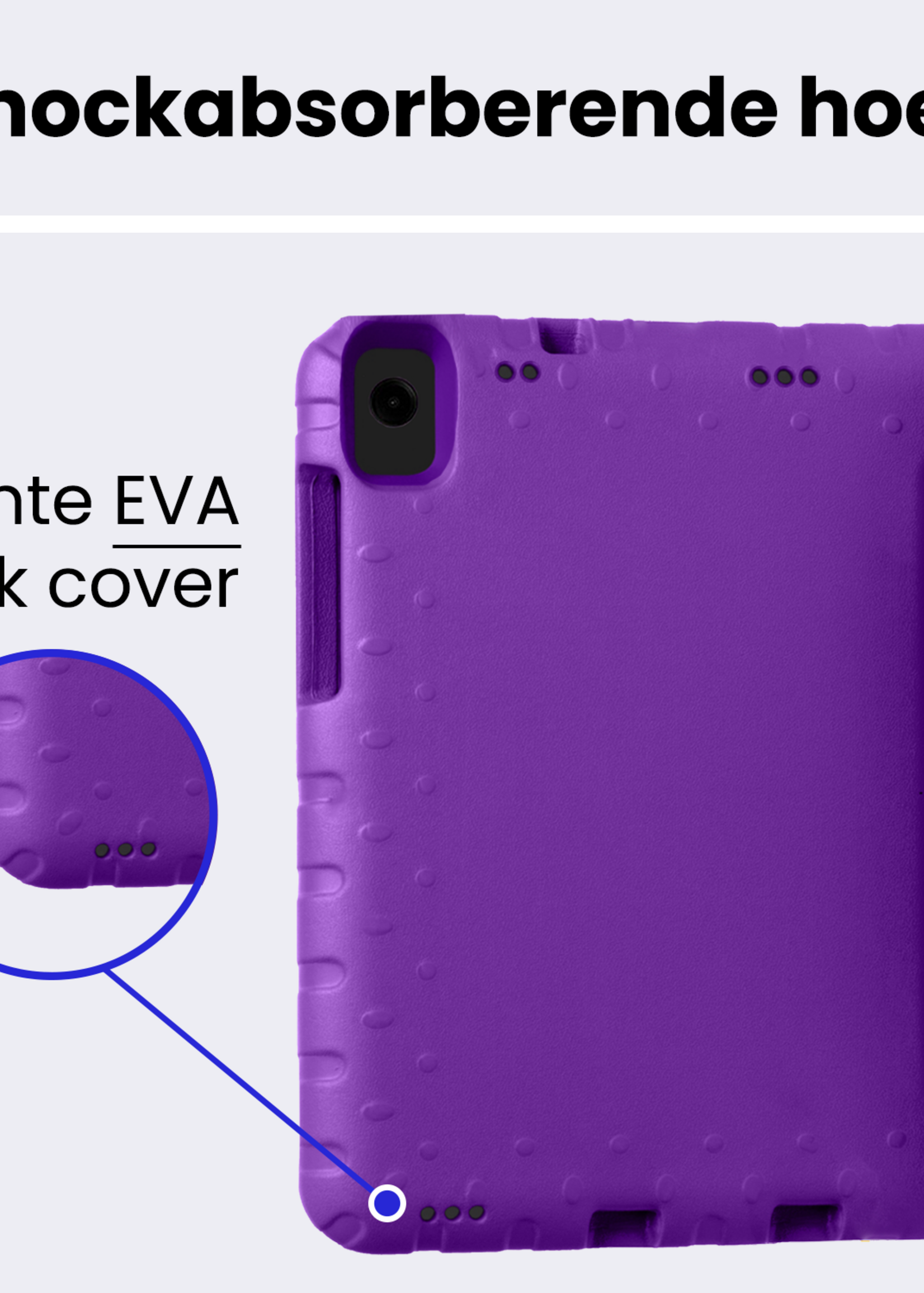 BTH Kinderhoes Geschikt voor Samsung Galaxy Tab A9 Plus Hoes Kinder Hoesje Kids Case Cover Kidsproof Met Screenprotector - Hoesje Geschikt voor Samsung Tab A9 Plus Hoesje Kinder Hoes - Paars