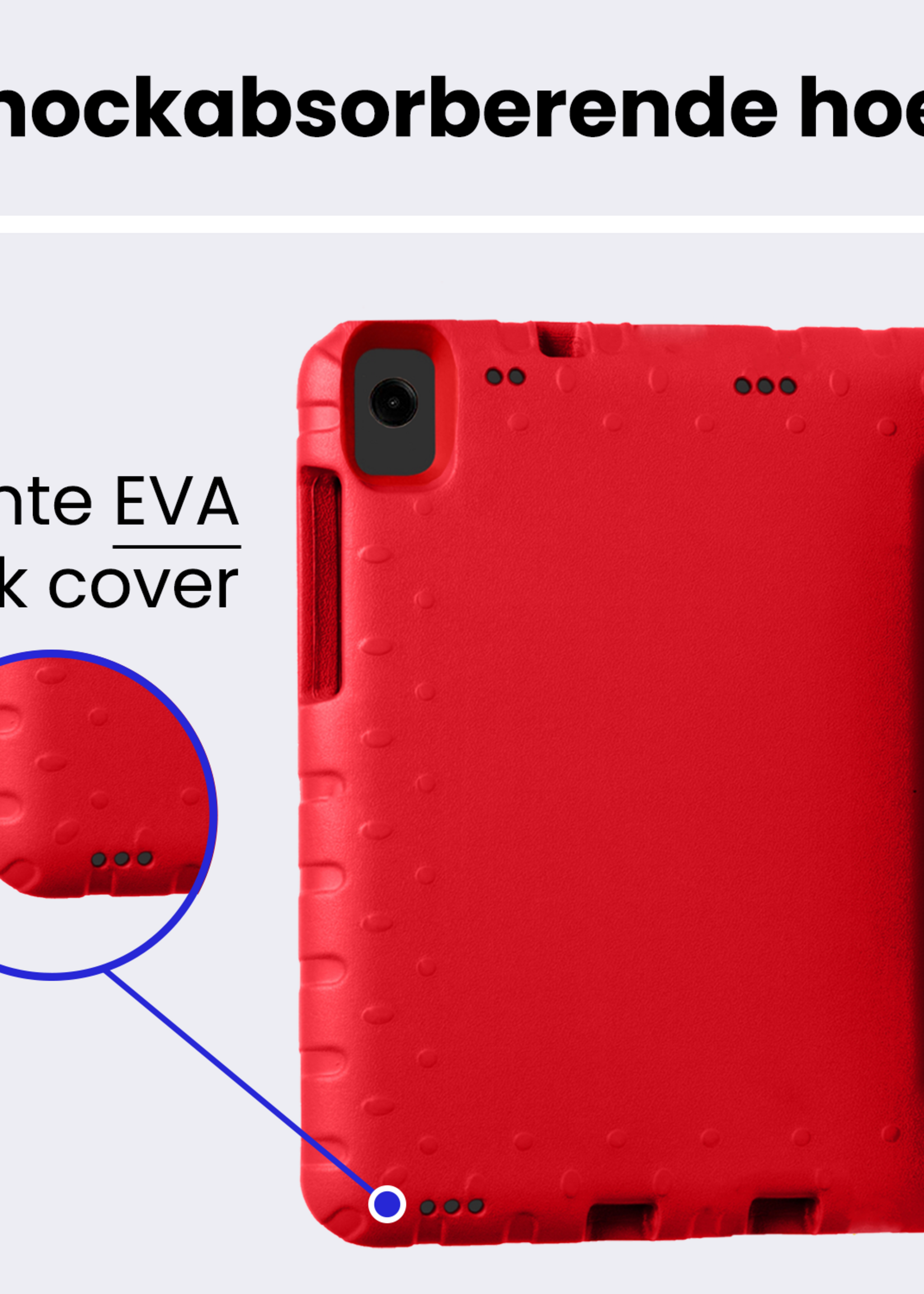 BTH Kinderhoes Geschikt voor Samsung Galaxy Tab A9 Plus Hoes Kinder Hoesje Kids Case Cover Kidsproof Met Screenprotector - Hoesje Geschikt voor Samsung Tab A9 Plus Hoesje Kinder Hoes - Rood