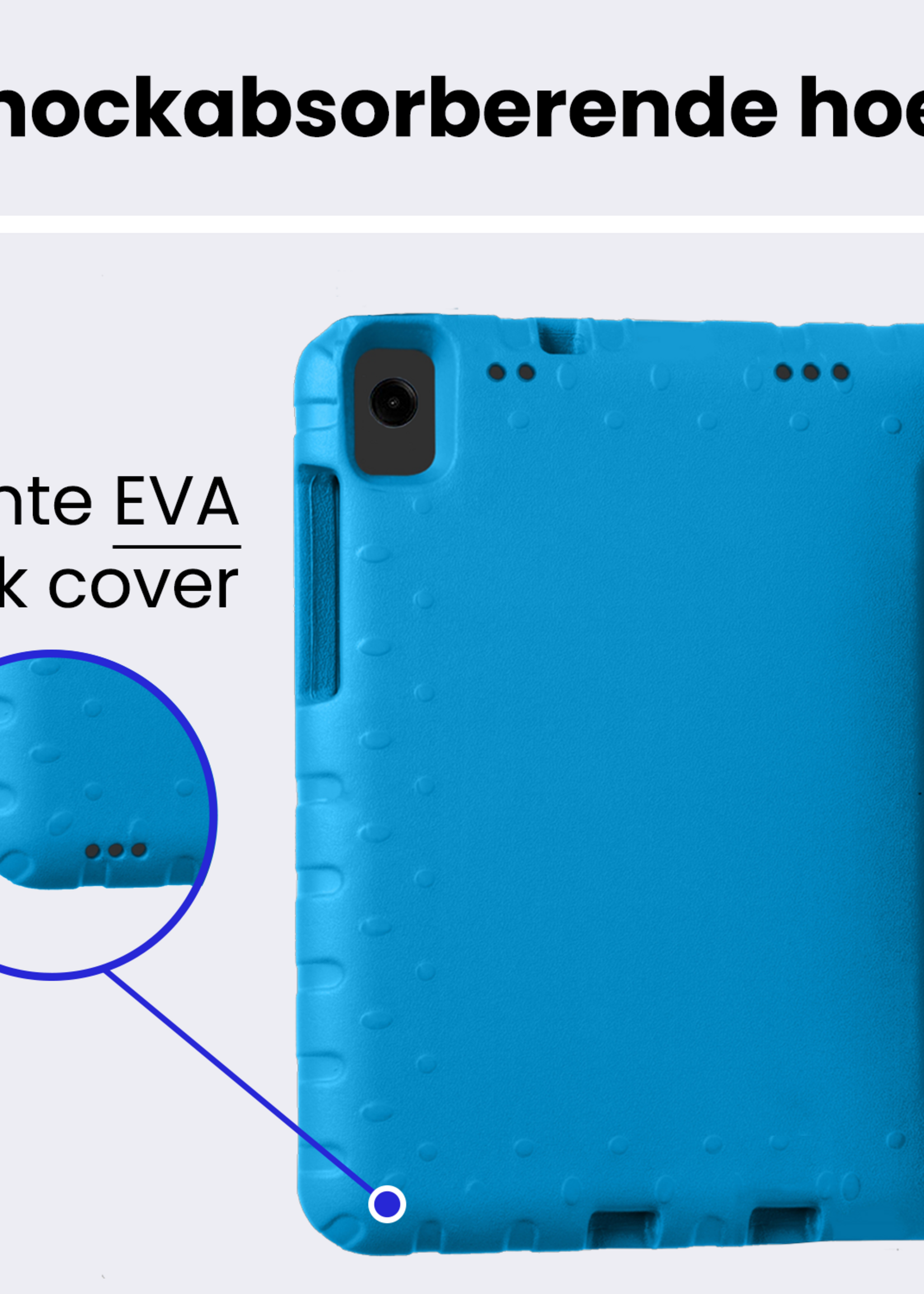 BTH Kinderhoes Geschikt voor Samsung Galaxy Tab A9 Plus Hoes Kinder Hoesje Kids Case Cover Kidsproof Met 2x Screenprotector - Hoesje Geschikt voor Samsung Tab A9 Plus Hoesje Kinder Hoes - Blauw