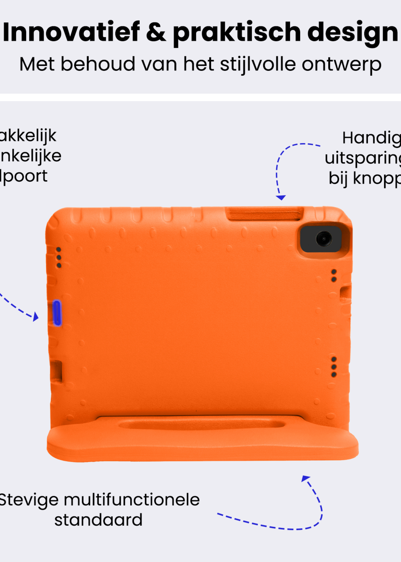 BTH Kinderhoes Geschikt voor Samsung Galaxy Tab A9 Plus Hoes Kinder Hoesje Kids Case Cover Kidsproof Met 2x Screenprotector - Hoesje Geschikt voor Samsung Tab A9 Plus Hoesje Kinder Hoes - Oranje