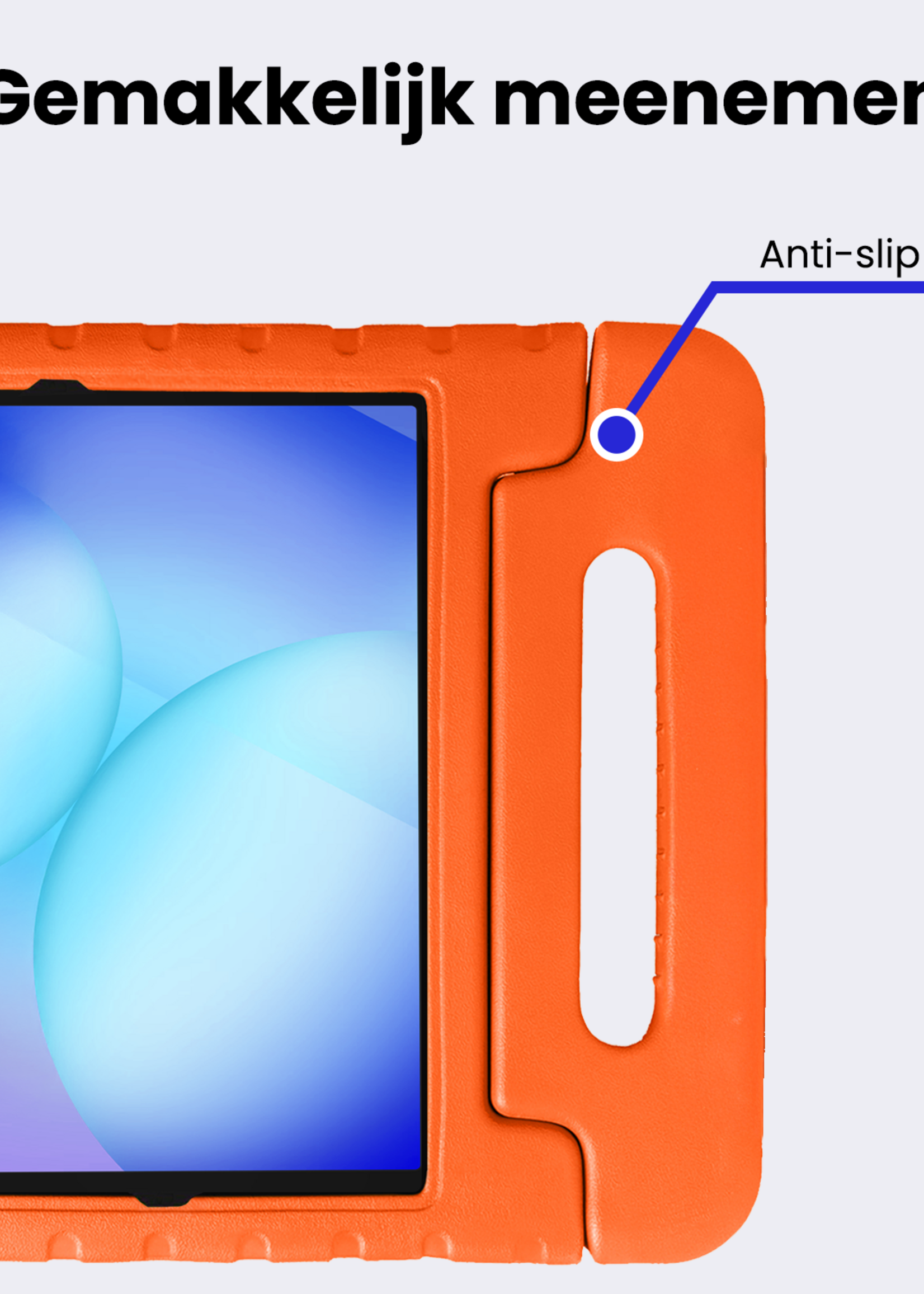 BTH Kinderhoes Geschikt voor Samsung Galaxy Tab A9 Plus Hoes Kinder Hoesje Kids Case Cover Kidsproof Met 2x Screenprotector - Hoesje Geschikt voor Samsung Tab A9 Plus Hoesje Kinder Hoes - Oranje