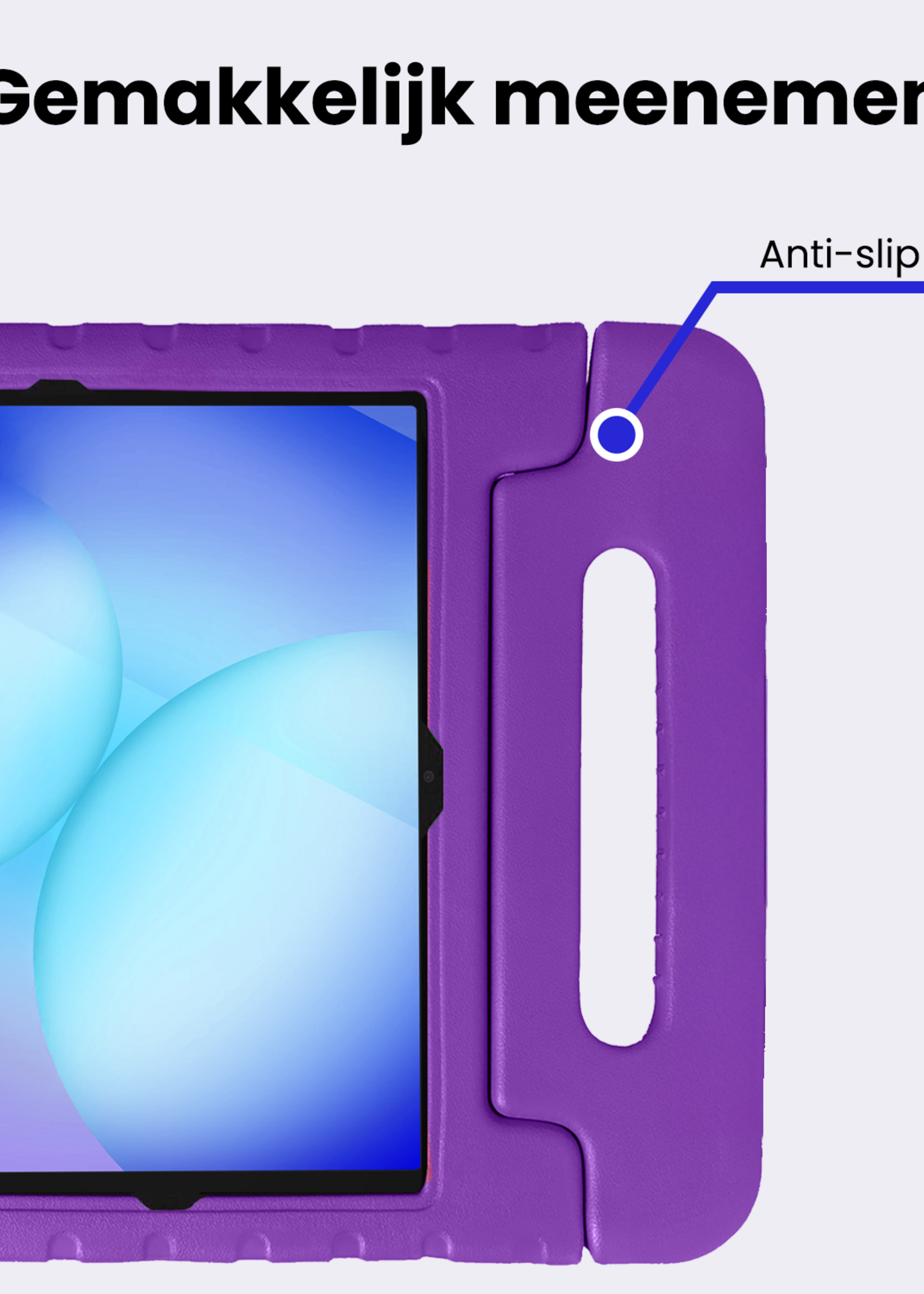 BTH Kinderhoes Geschikt voor Samsung Galaxy Tab A9 Plus Hoes Kinder Hoesje Kids Case Cover Kidsproof Met 2x Screenprotector - Hoesje Geschikt voor Samsung Tab A9 Plus Hoesje Kinder Hoes - Paars