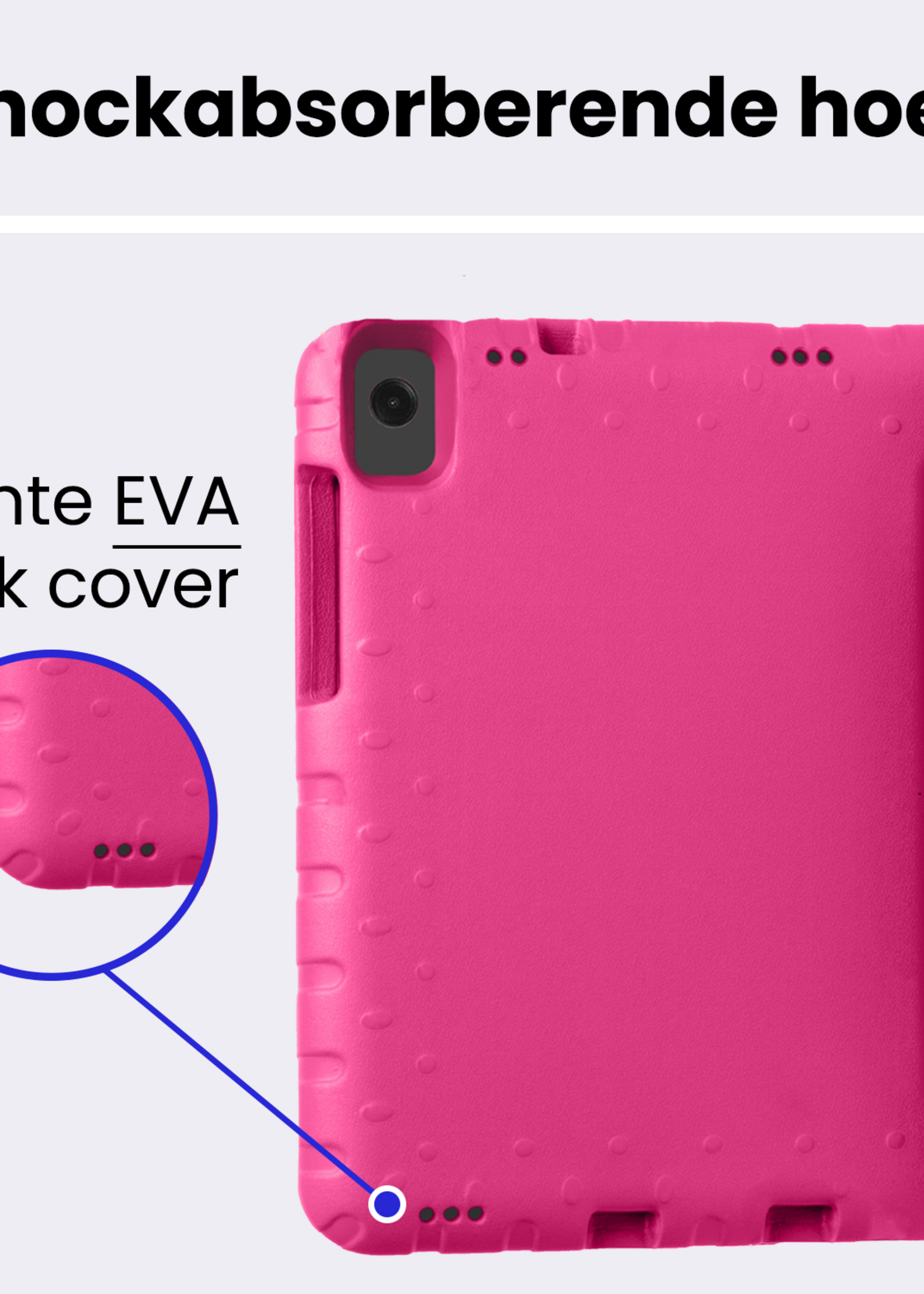 BTH Kinderhoes Geschikt voor Samsung Galaxy Tab A9 Plus Hoes Kinder Hoesje Kids Case Cover Kidsproof Met 2x Screenprotector - Hoesje Geschikt voor Samsung Tab A9 Plus Hoesje Kinder Hoes - Roze