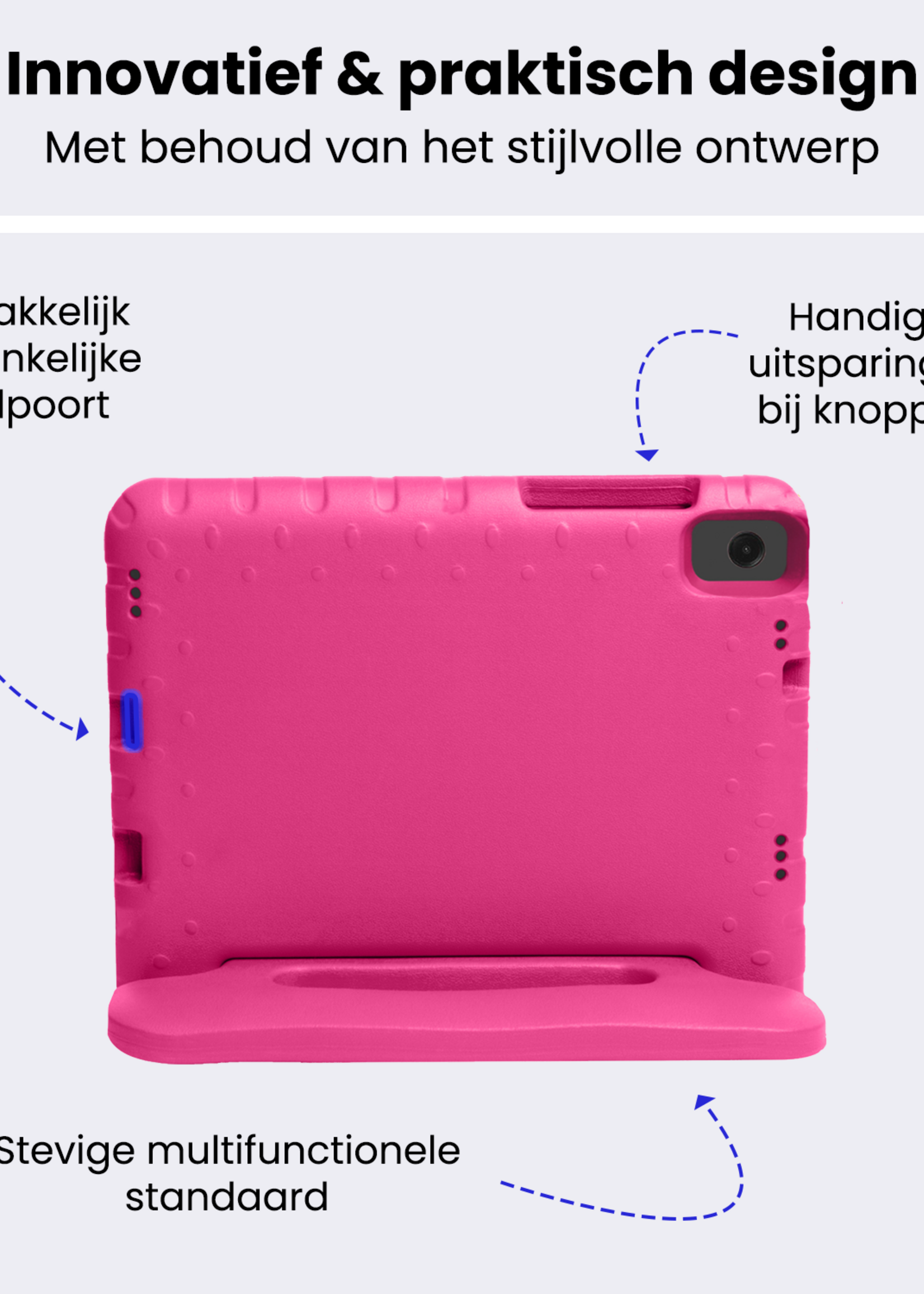 BTH Kinderhoes Geschikt voor Samsung Galaxy Tab A9 Plus Hoes Kinder Hoesje Kids Case Cover Kidsproof Met 2x Screenprotector - Hoesje Geschikt voor Samsung Tab A9 Plus Hoesje Kinder Hoes - Roze