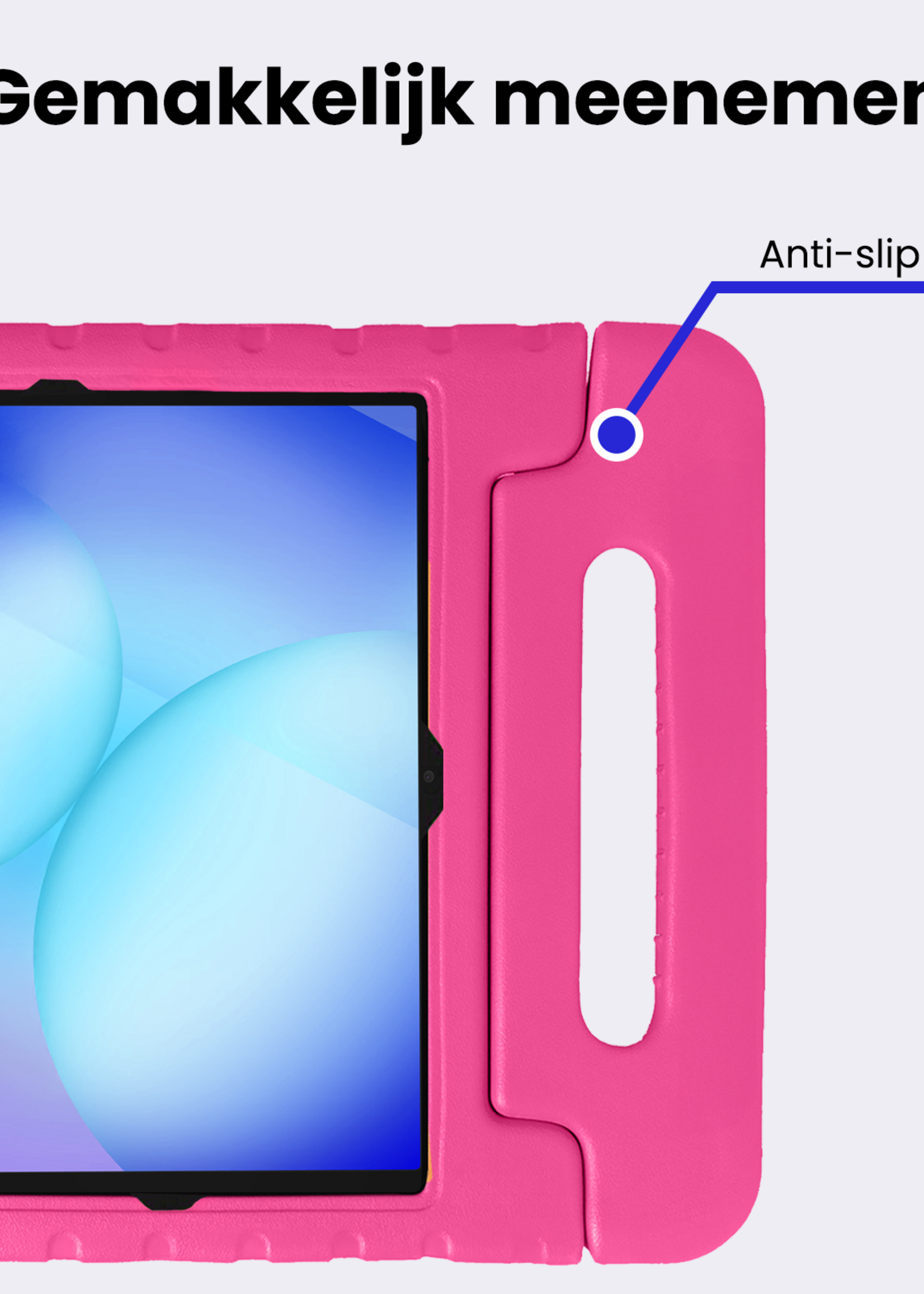 BTH Kinderhoes Geschikt voor Samsung Galaxy Tab A9 Plus Hoes Kinder Hoesje Kids Case Cover Kidsproof Met 2x Screenprotector - Hoesje Geschikt voor Samsung Tab A9 Plus Hoesje Kinder Hoes - Roze