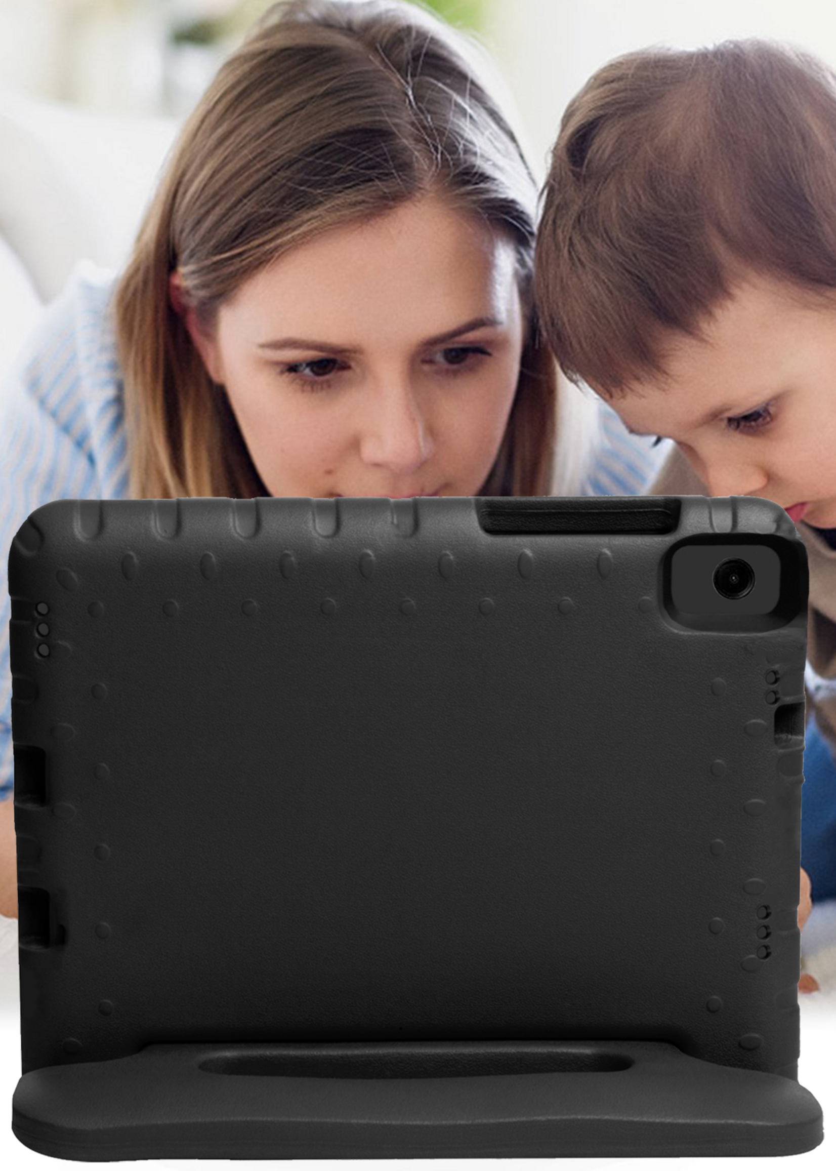 BTH Kinderhoes Geschikt voor Samsung Galaxy Tab A9 Plus Hoes Kinder Hoesje Kids Case Cover Kidsproof Met 2x Screenprotector - Hoesje Geschikt voor Samsung Tab A9 Plus Hoesje Kinder Hoes - Zwart