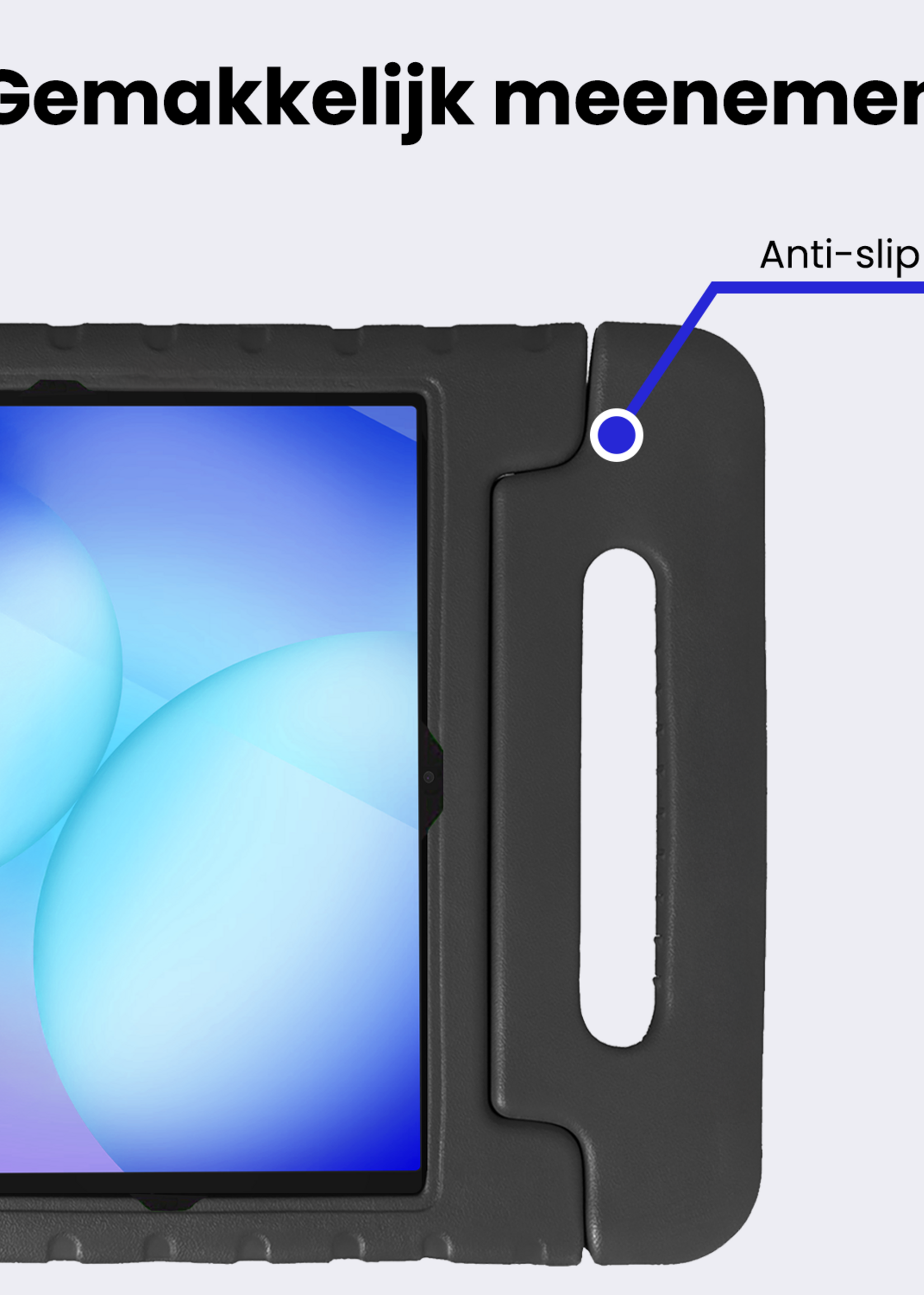 BTH Kinderhoes Geschikt voor Samsung Galaxy Tab A9 Plus Hoes Kinder Hoesje Kids Case Cover Kidsproof Met 2x Screenprotector - Hoesje Geschikt voor Samsung Tab A9 Plus Hoesje Kinder Hoes - Zwart