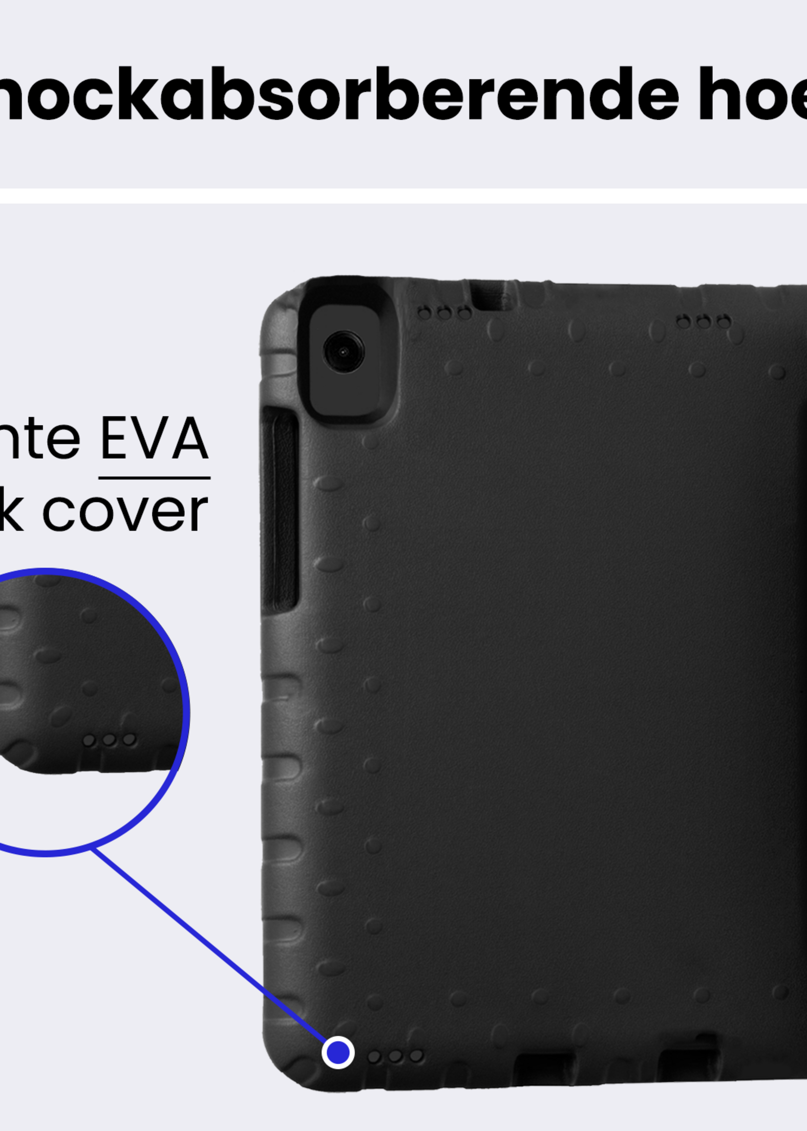 BTH Kinderhoes Geschikt voor Samsung Galaxy Tab A9 Plus Hoes Kinder Hoesje Kids Case Cover Kidsproof Met 2x Screenprotector - Hoesje Geschikt voor Samsung Tab A9 Plus Hoesje Kinder Hoes - Zwart