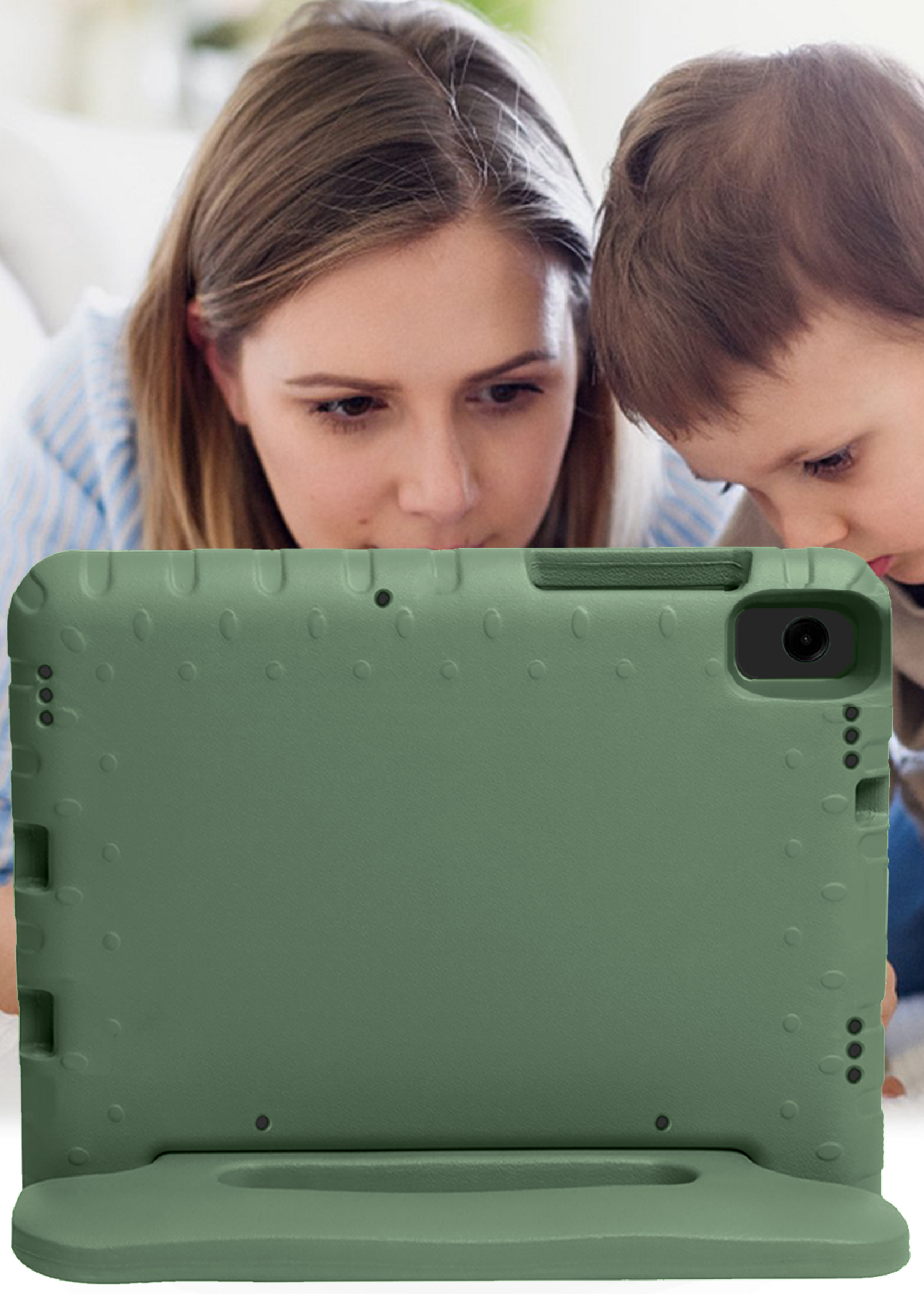 BTH BTH Samsung Galaxy Tab A9 Plus Kinderhoes Met Screenprotector - Donkergroen