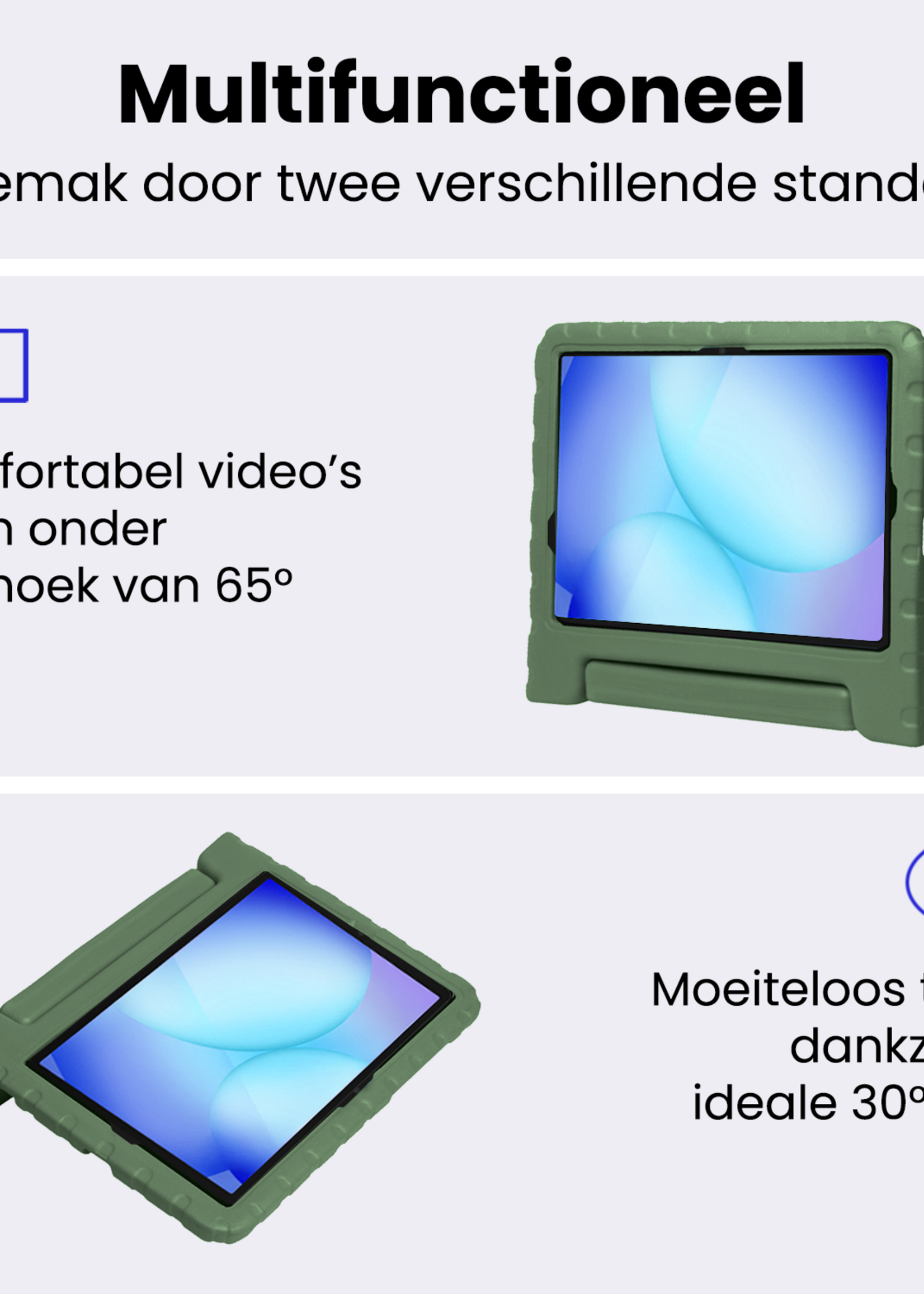 BTH BTH Samsung Galaxy Tab A9 Plus Kinderhoes Met 2x Screenprotector - Donkergroen