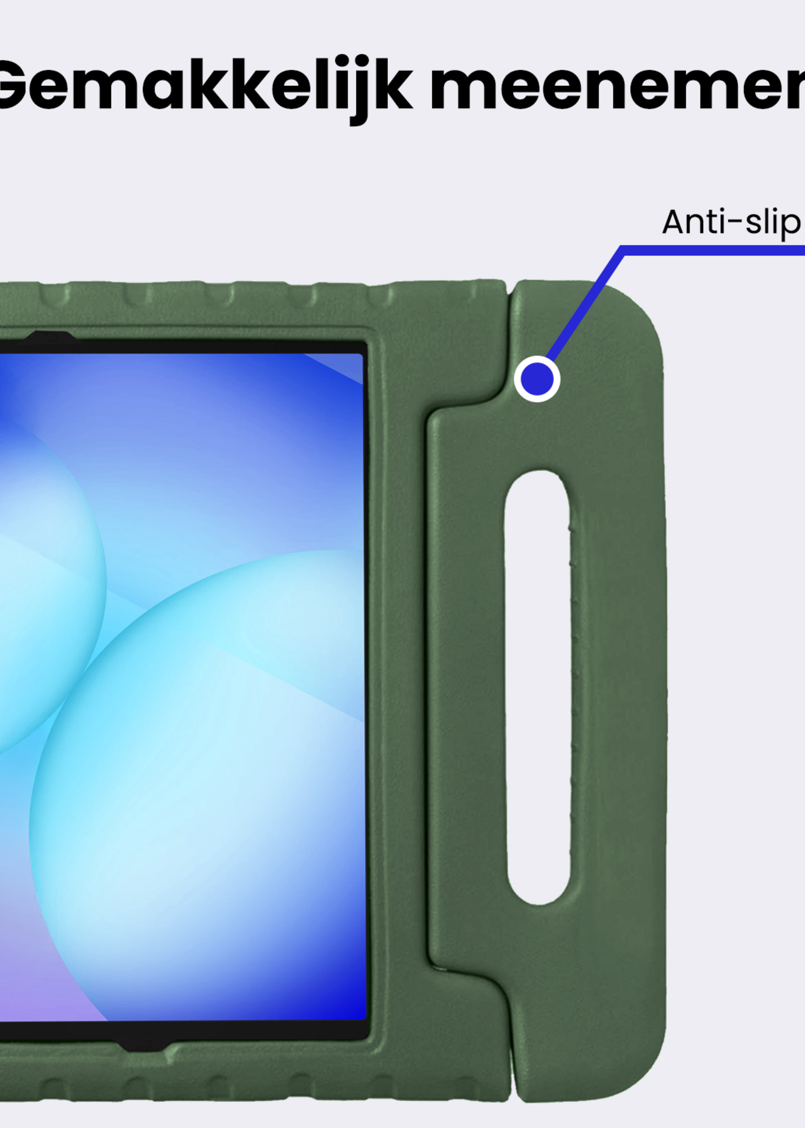 BTH BTH Samsung Galaxy Tab A9 Plus Kinderhoes Met 2x Screenprotector - Donkergroen