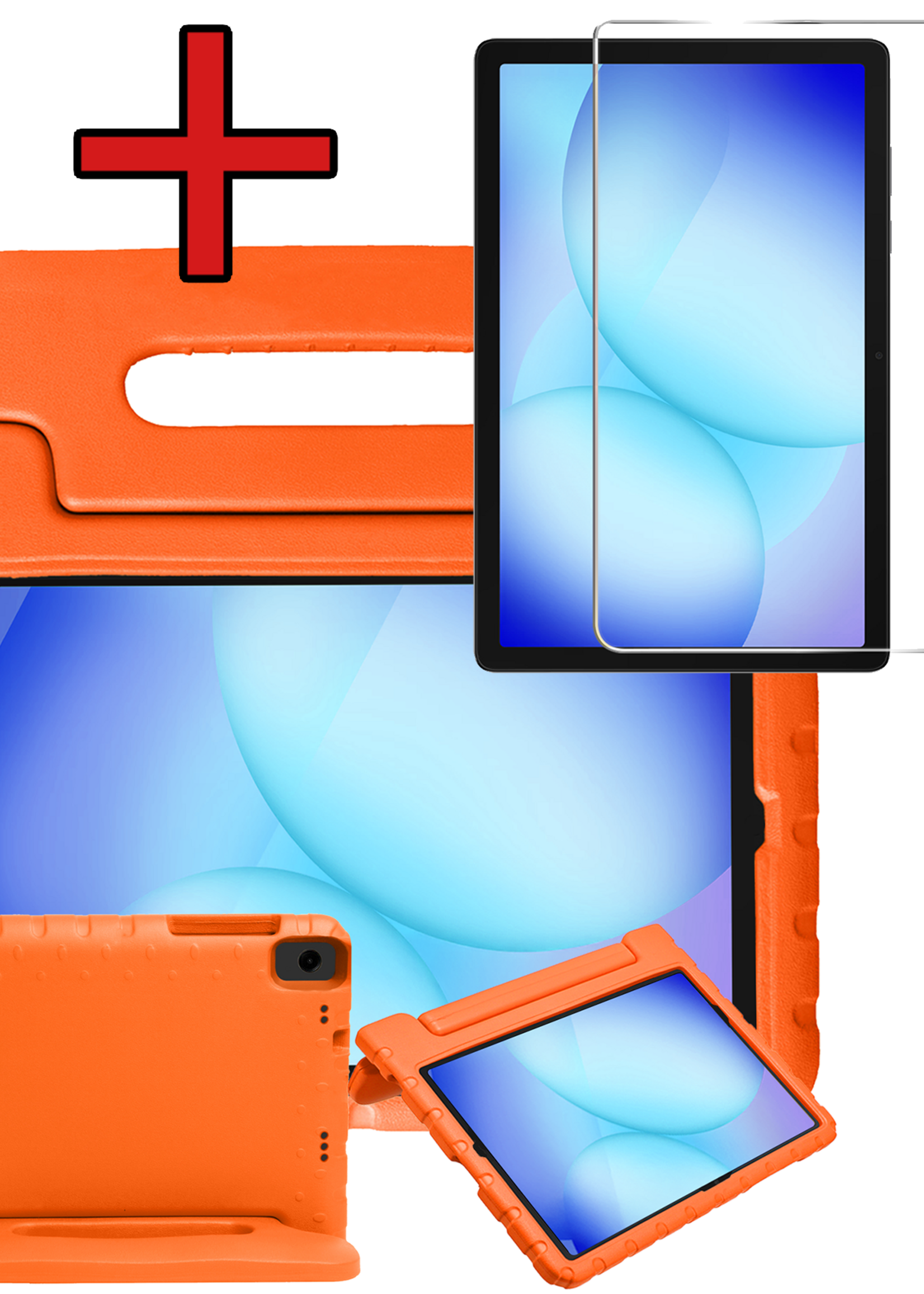 BTH Kinderhoes Geschikt voor Samsung Galaxy Tab A9 Plus Hoes Kinder Hoesje Kids Case Cover Kidsproof Met Screenprotector - Hoesje Geschikt voor Samsung Tab A9 Plus Hoesje Kinder Hoes - Oranje