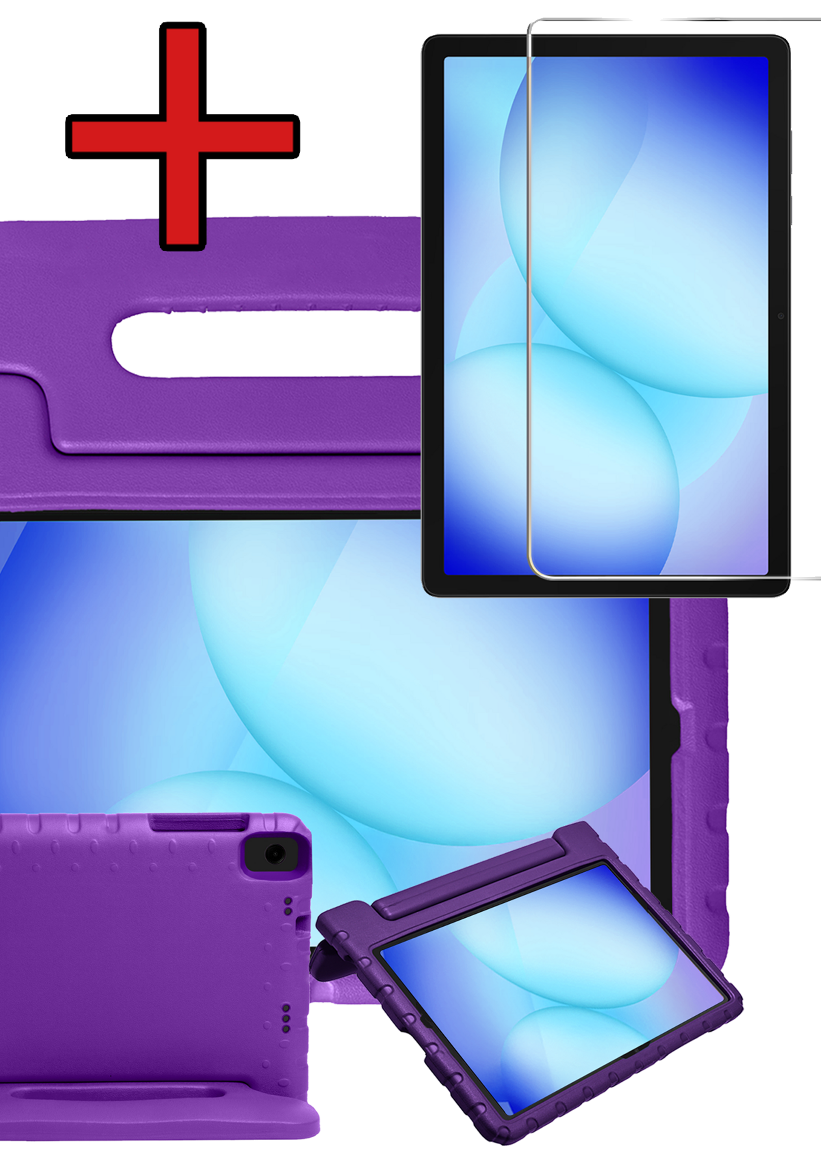 BTH Kinderhoes Geschikt voor Samsung Galaxy Tab A9 Plus Hoes Kinder Hoesje Kids Case Cover Kidsproof Met Screenprotector - Hoesje Geschikt voor Samsung Tab A9 Plus Hoesje Kinder Hoes - Paars