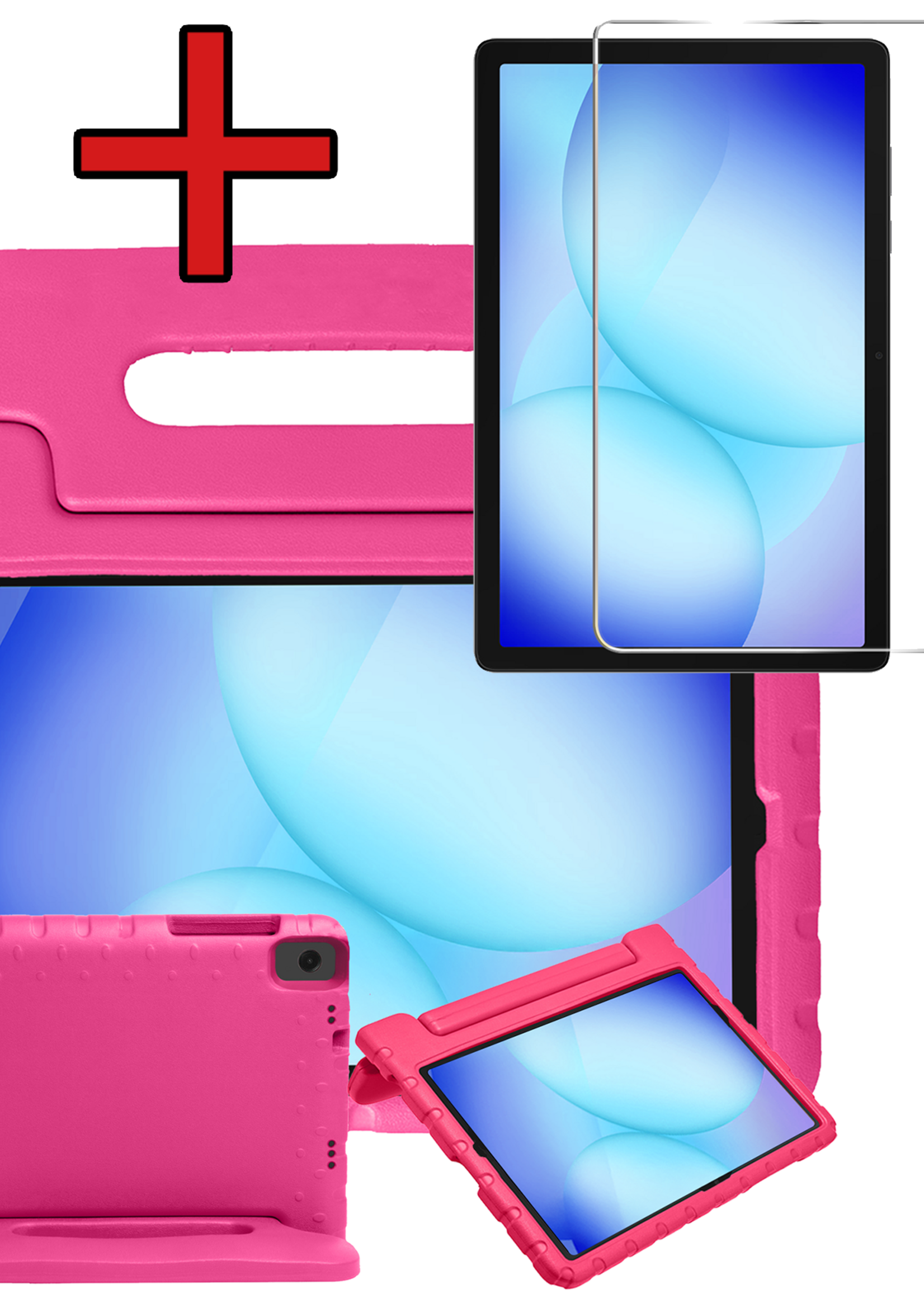 BTH Kinderhoes Geschikt voor Samsung Galaxy Tab A9 Plus Hoes Kinder Hoesje Kids Case Cover Kidsproof Met Screenprotector - Hoesje Geschikt voor Samsung Tab A9 Plus Hoesje Kinder Hoes - Roze