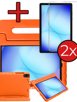 BTH BTH Samsung Galaxy Tab A9 Plus / A11 Plus Kinderhoes Met 2x Screenprotector - Oranje