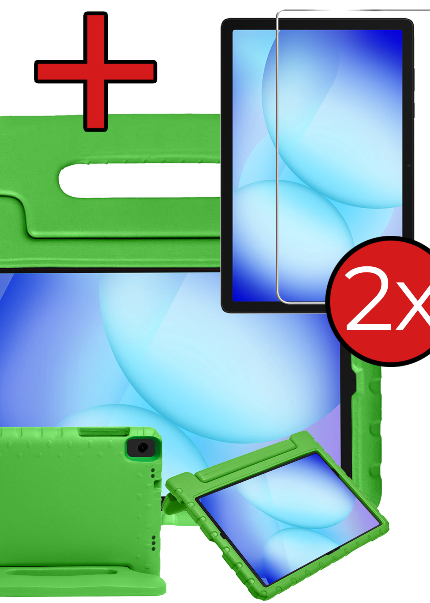 BTH Kinderhoes Geschikt voor Samsung Galaxy Tab A9 Plus Hoes Kinder Hoesje Kids Case Cover Kidsproof Met 2x Screenprotector - Hoesje Geschikt voor Samsung Tab A9 Plus Hoesje Kinder Hoes - Groen