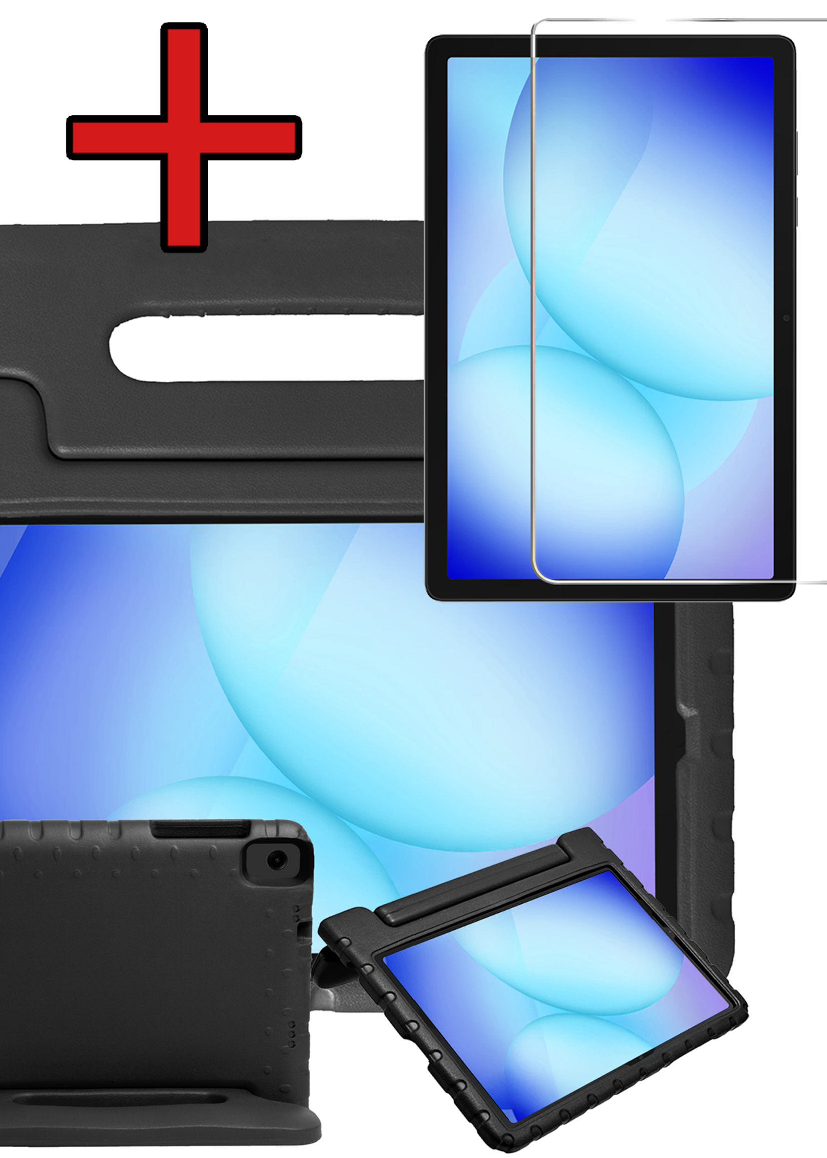 BTH Kinderhoes Geschikt voor Samsung Galaxy Tab A9 Plus Hoes Kinder Hoesje Kids Case Cover Kidsproof Met Screenprotector - Hoesje Geschikt voor Samsung Tab A9 Plus Hoesje Kinder Hoes - Zwart