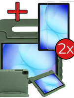 BTH BTH Samsung Galaxy Tab A9 Plus / A11 Plus Kinderhoes Met 2x Screenprotector - Donkergroen