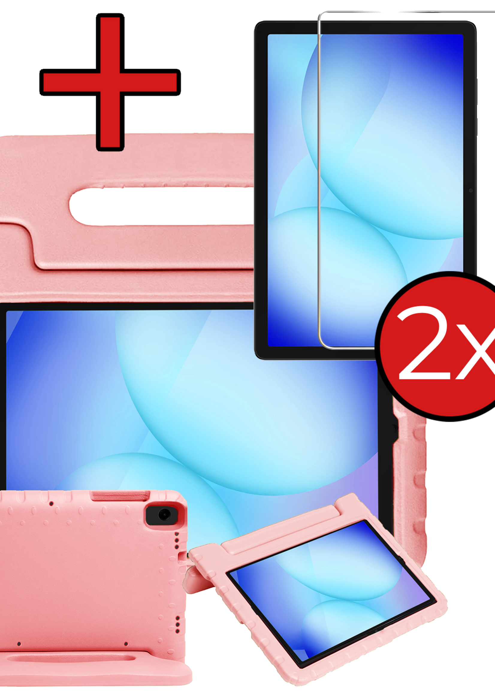 BTH BTH Samsung Galaxy Tab A9 Plus Kinderhoes Met 2x Screenprotector - Zalm