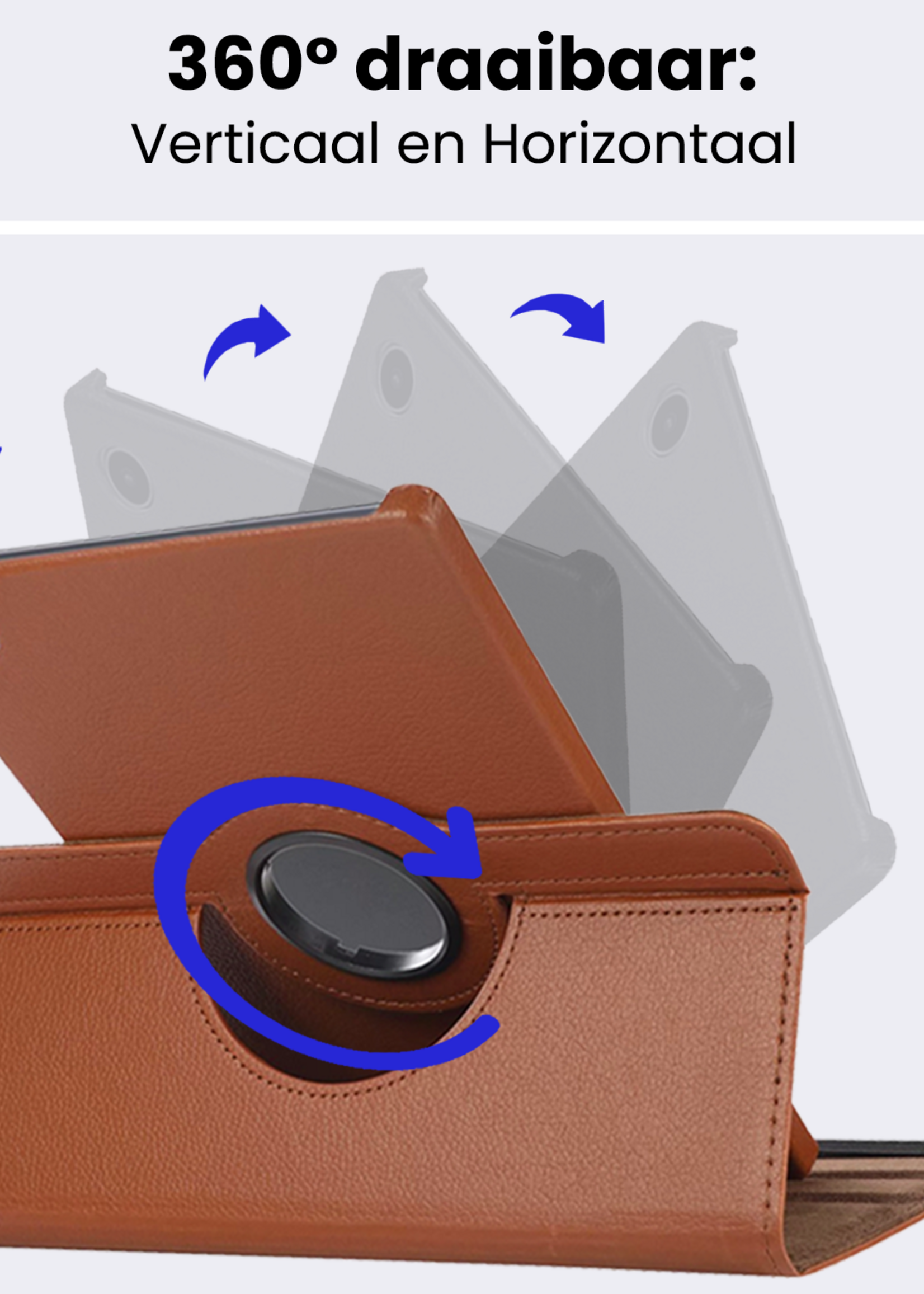 BTH BTH Samsung Galaxy Tab A9 Plus Hoes Draaibaar - Bruin