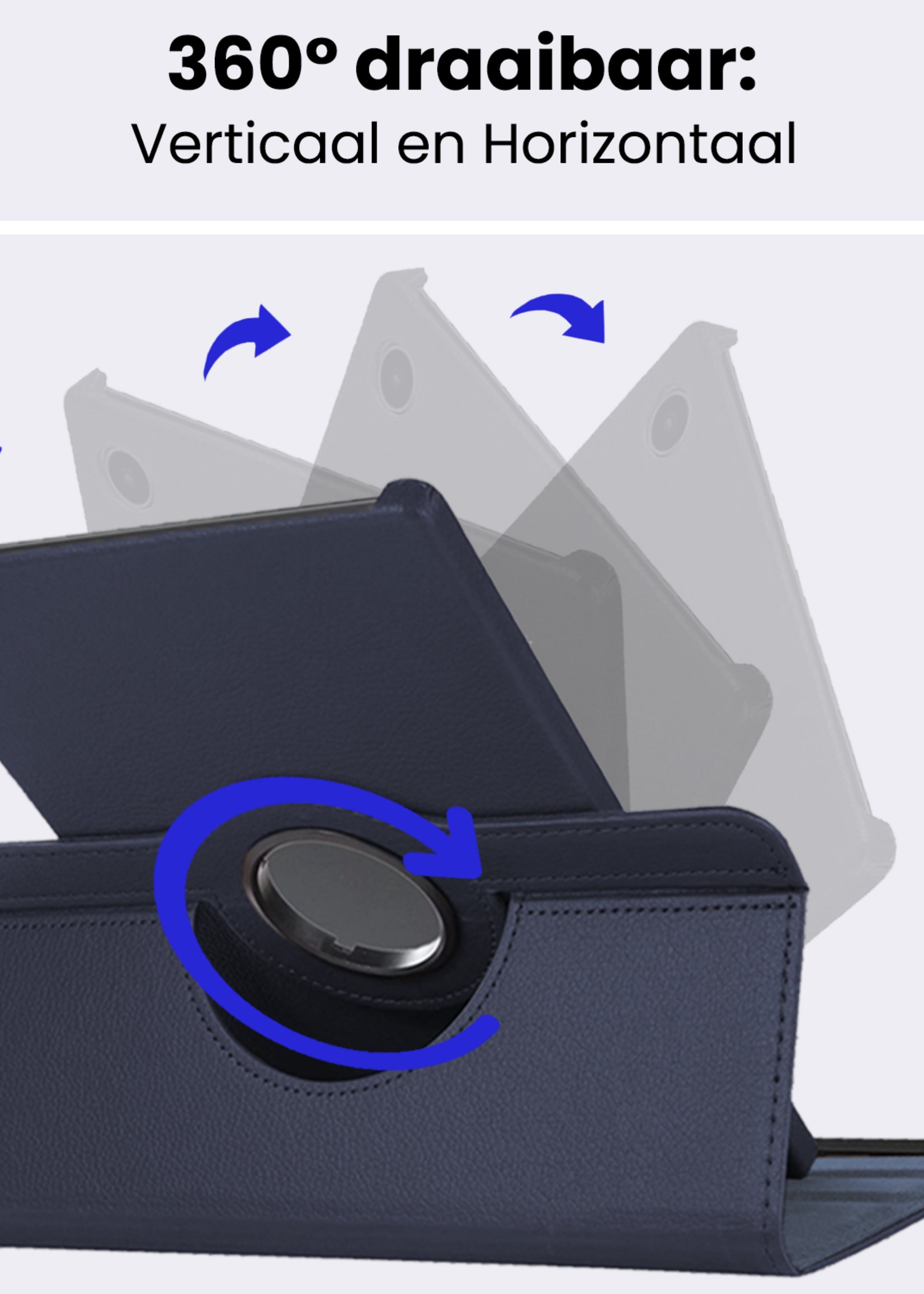 BTH BTH Samsung Galaxy Tab A9 Plus Hoes Draaibaar - Donkerblauw