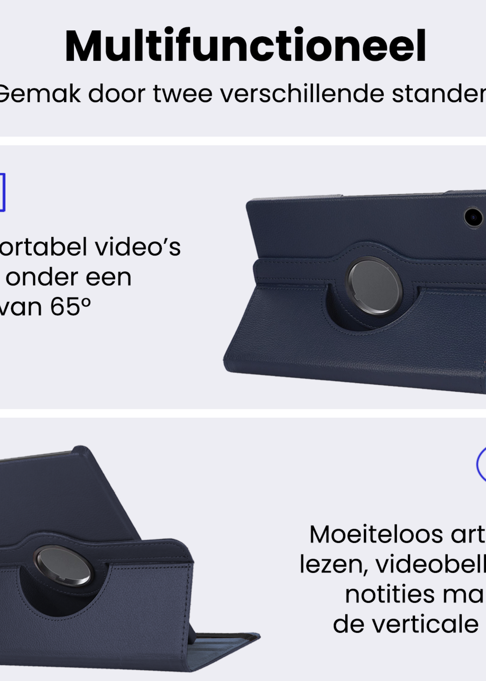 BTH BTH Samsung Galaxy Tab A9 Plus Hoes Draaibaar - Donkerblauw