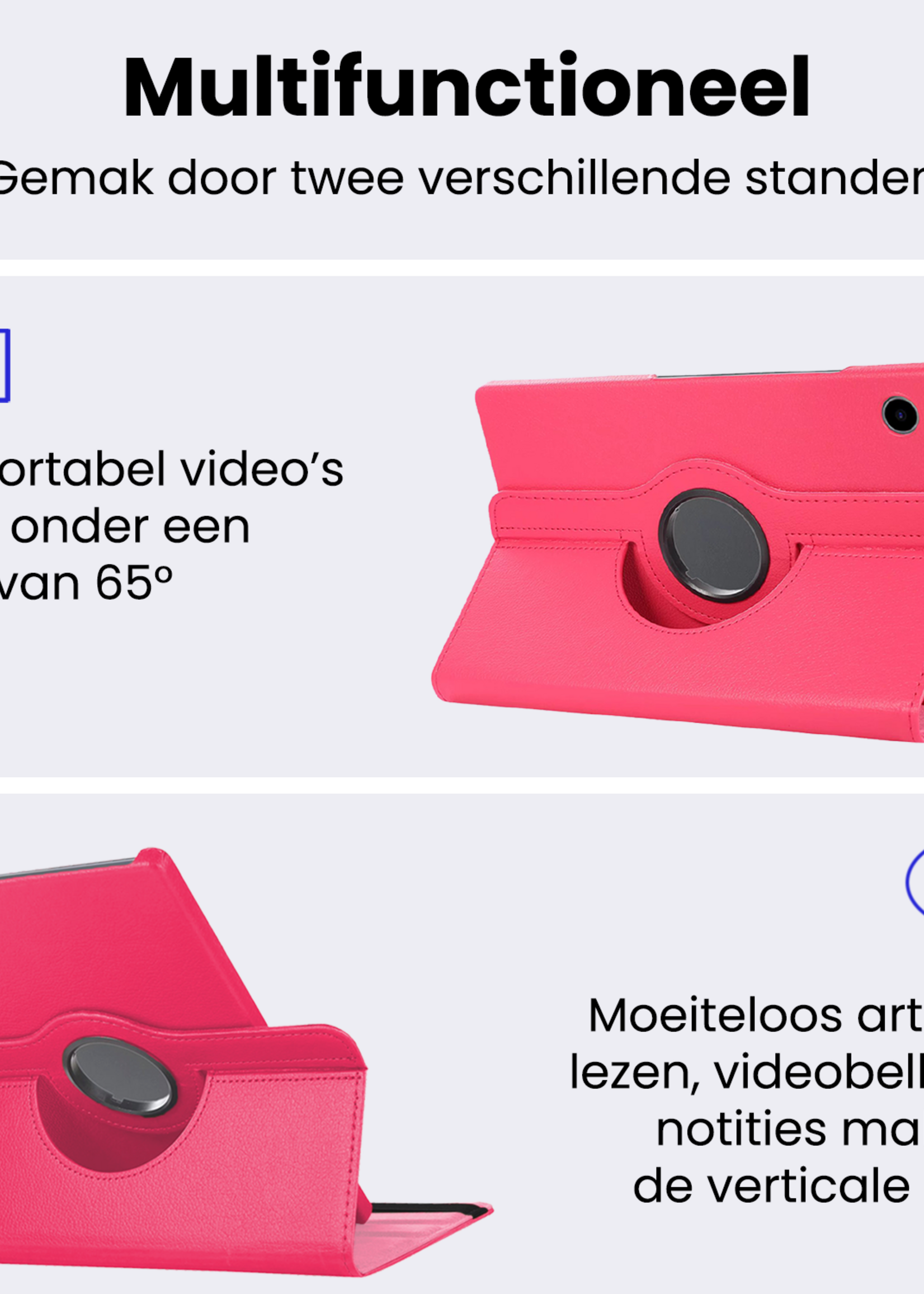 BTH BTH Samsung Galaxy Tab A9 Plus Hoes Draaibaar - Donkerroze