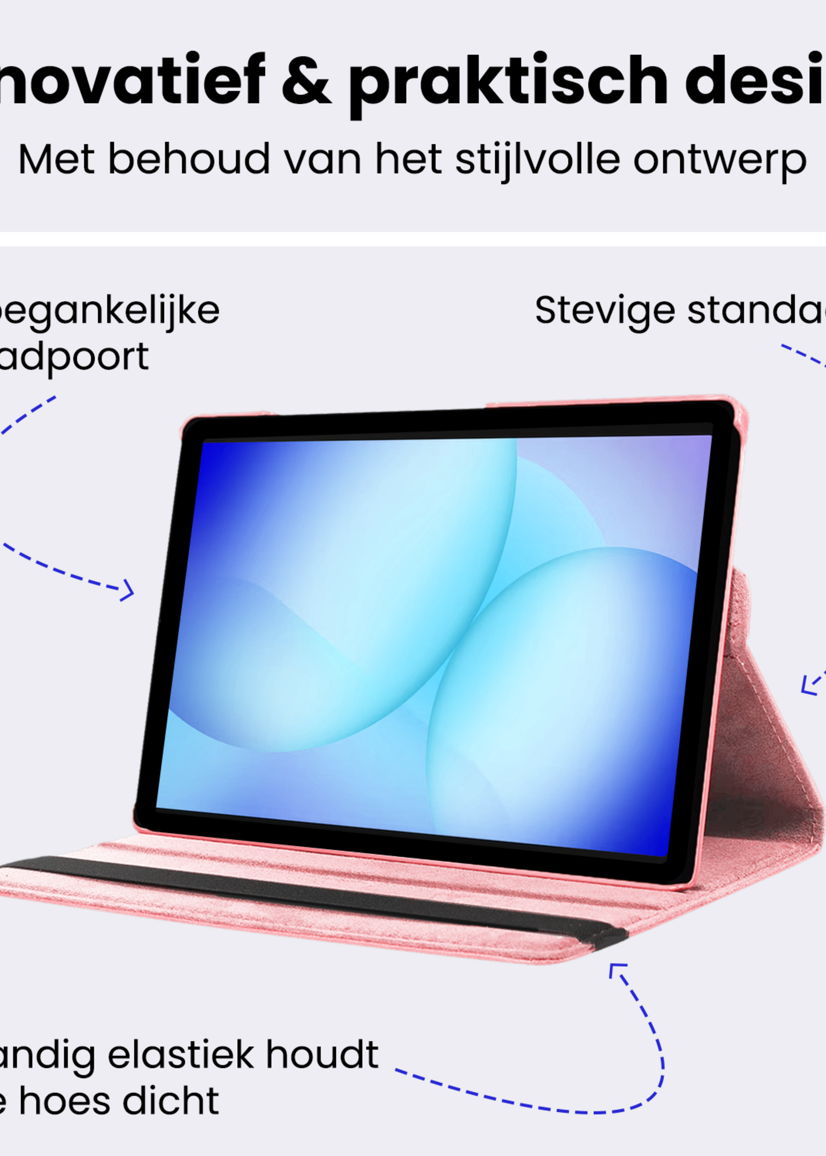 BTH BTH Samsung Galaxy Tab A9 Plus Hoes Draaibaar - Lichtroze