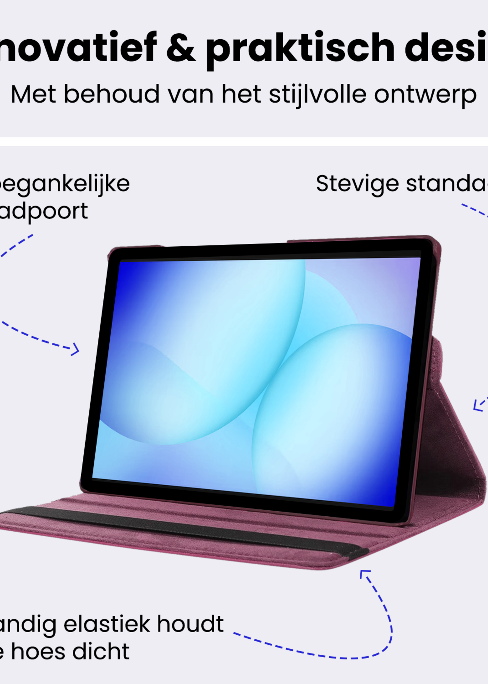 BTH BTH Samsung Galaxy Tab A9 Plus Hoes Draaibaar - Paars