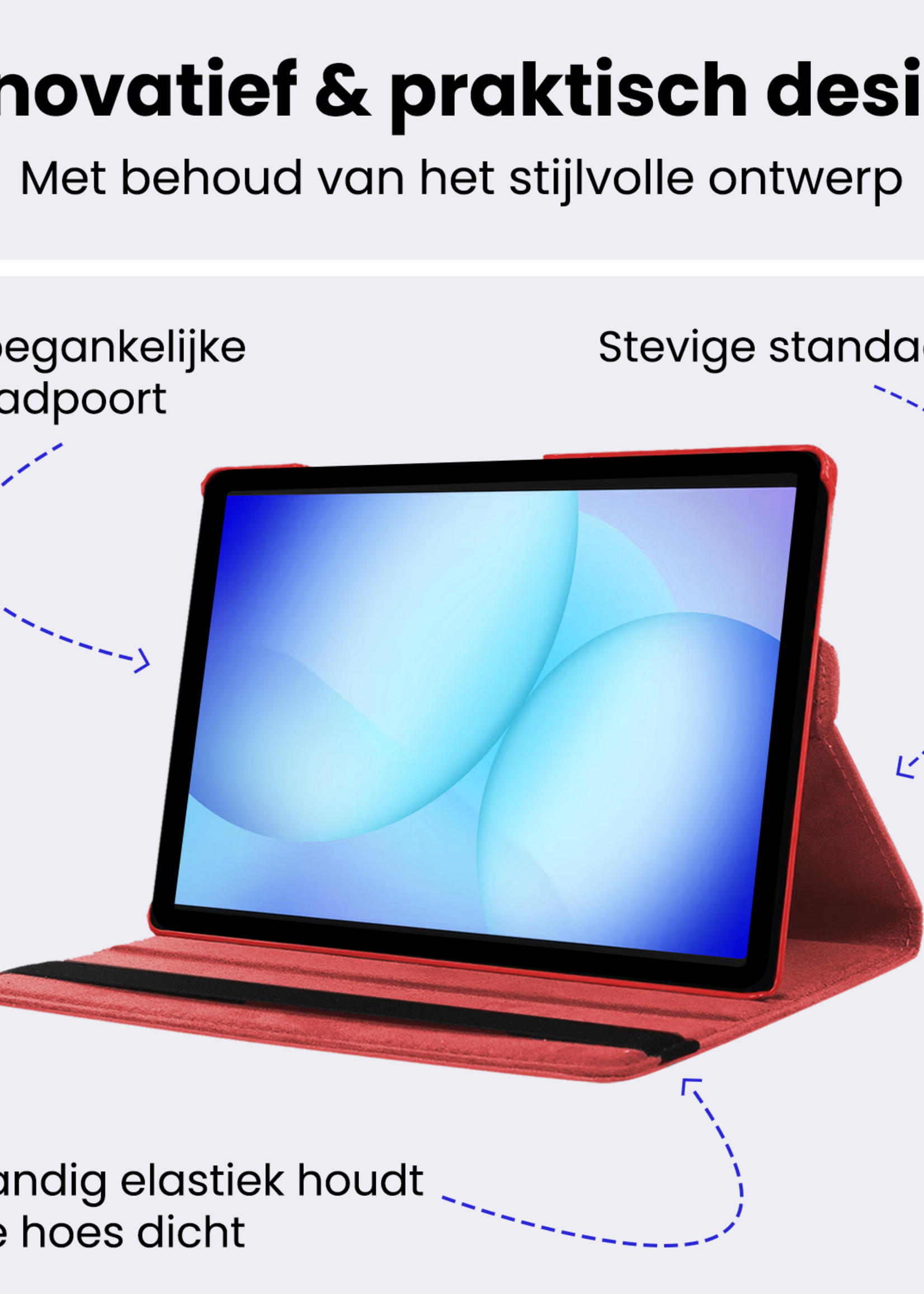 BTH BTH Samsung Galaxy Tab A9 Plus Hoes Draaibaar - Rood