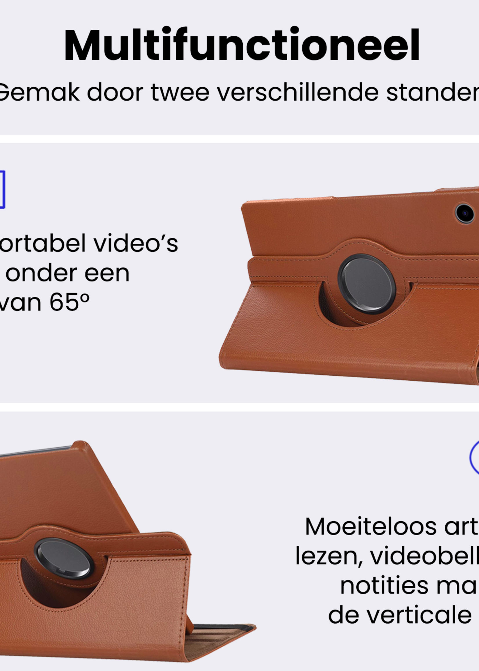 BTH BTH Samsung Galaxy Tab A9 Plus Hoes Draaibaar Met Screenprotector - Bruin