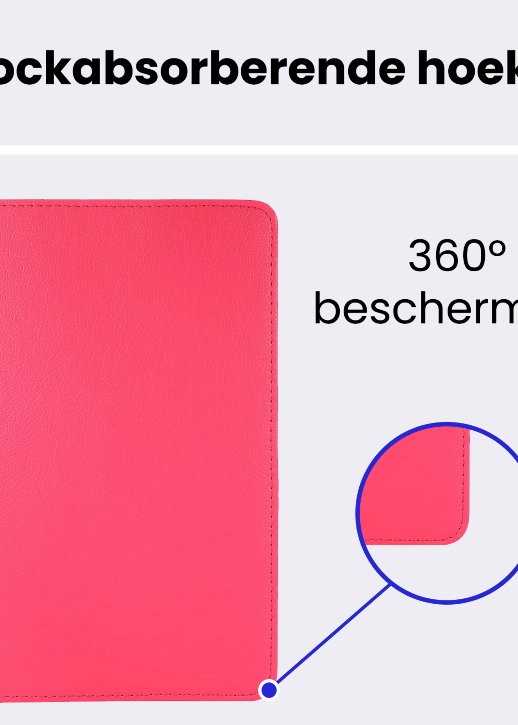 BTH BTH Samsung Galaxy Tab A9 Plus Hoes Draaibaar Met Screenprotector - Donkerroze