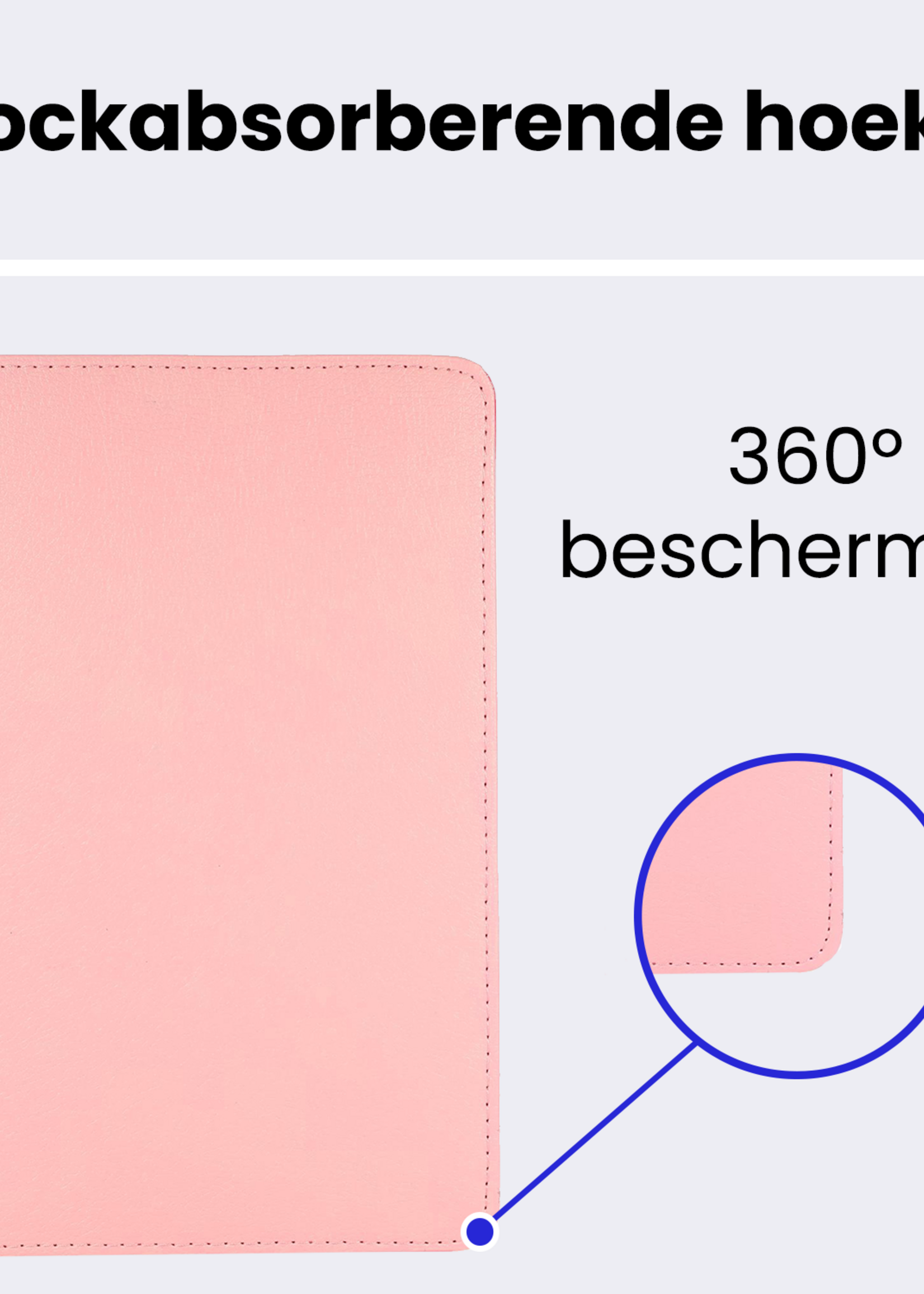 BTH BTH Samsung Galaxy Tab A9 Plus Hoes Draaibaar Met Screenprotector - Lichtroze