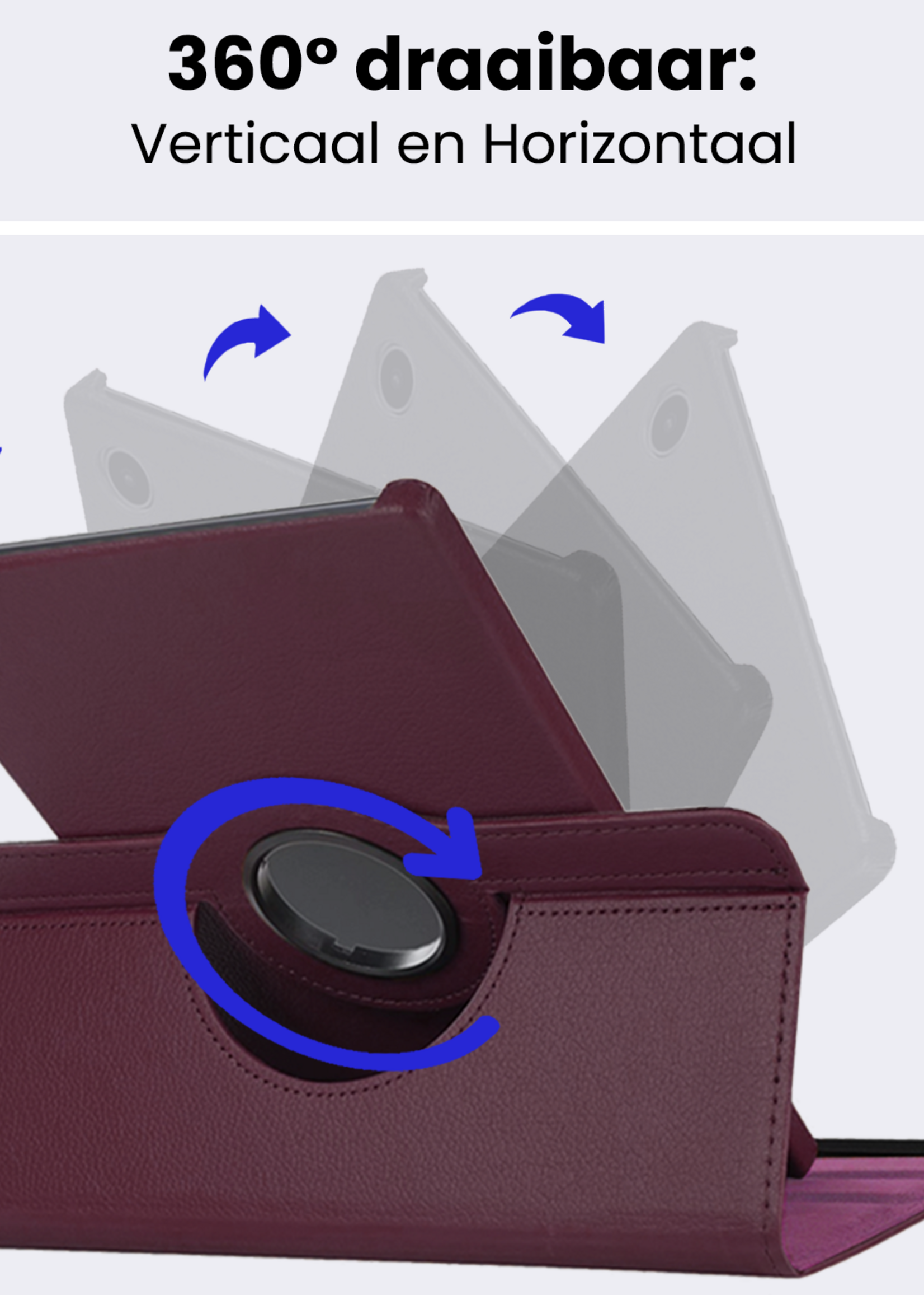 BTH BTH Samsung Galaxy Tab A9 Plus Hoes Draaibaar Met Screenprotector - Paars