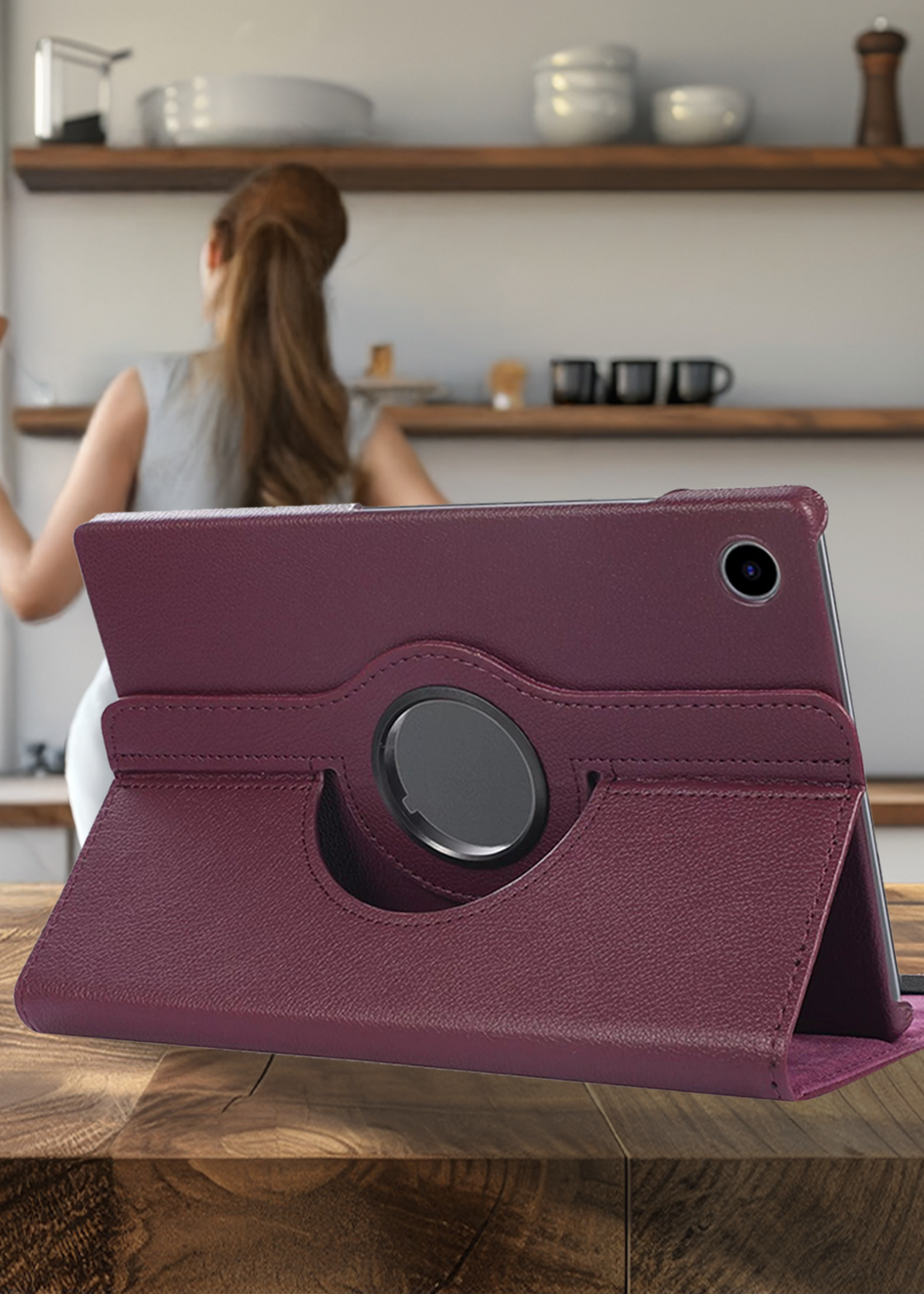 BTH BTH Samsung Galaxy Tab A9 Plus Hoes Draaibaar Met Screenprotector - Paars