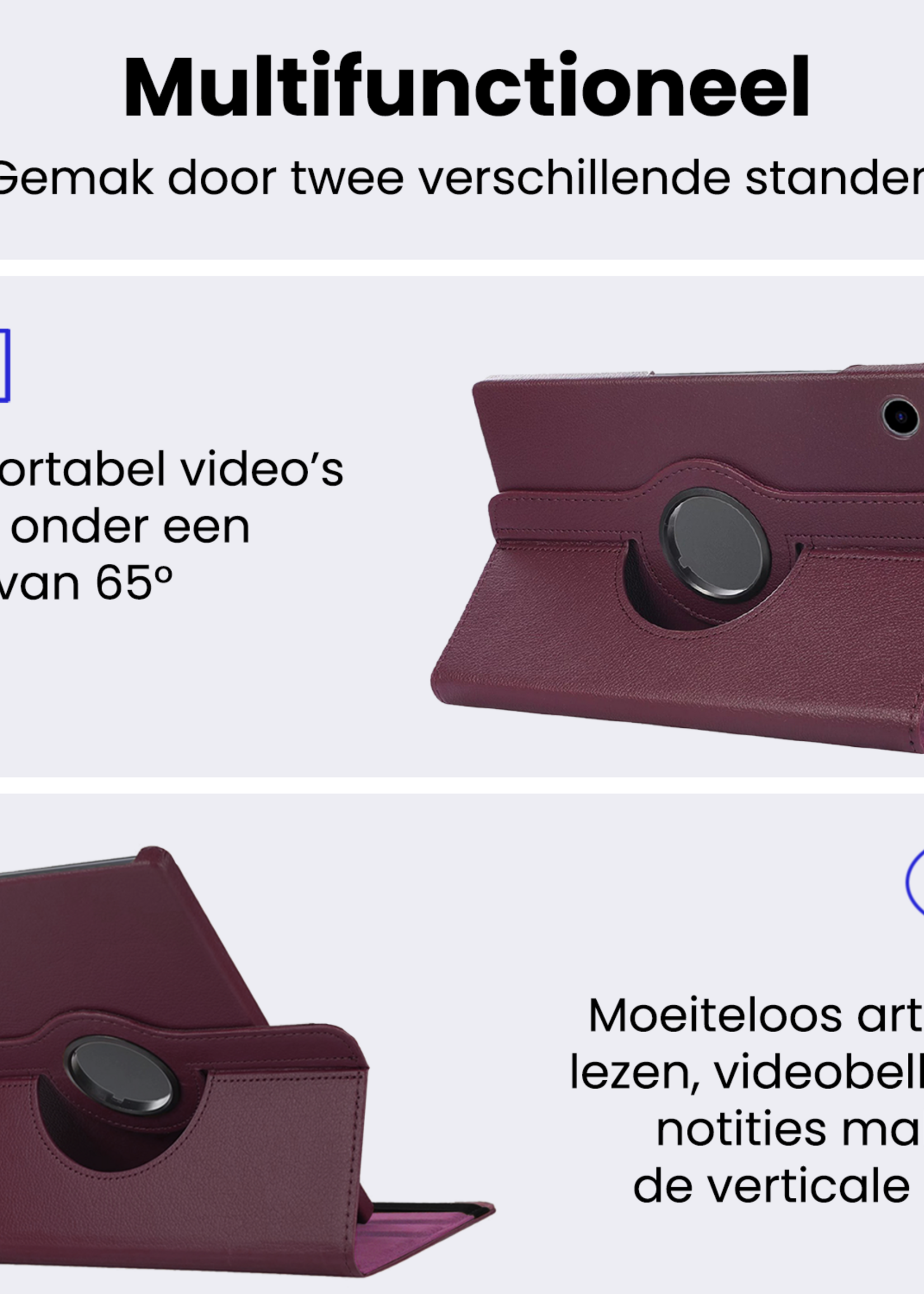 BTH BTH Samsung Galaxy Tab A9 Plus Hoes Draaibaar Met Screenprotector - Paars