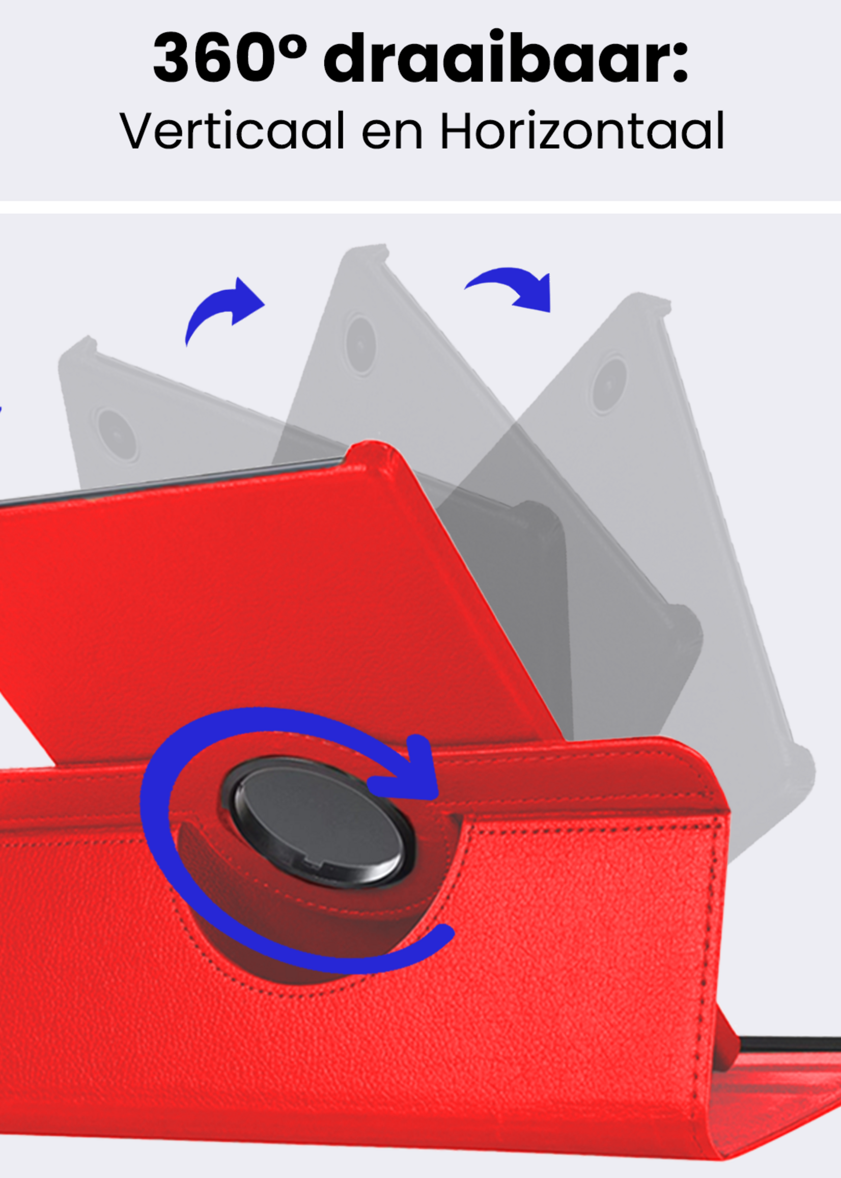 BTH BTH Samsung Galaxy Tab A9 Plus Hoes Draaibaar Met Screenprotector - Rood