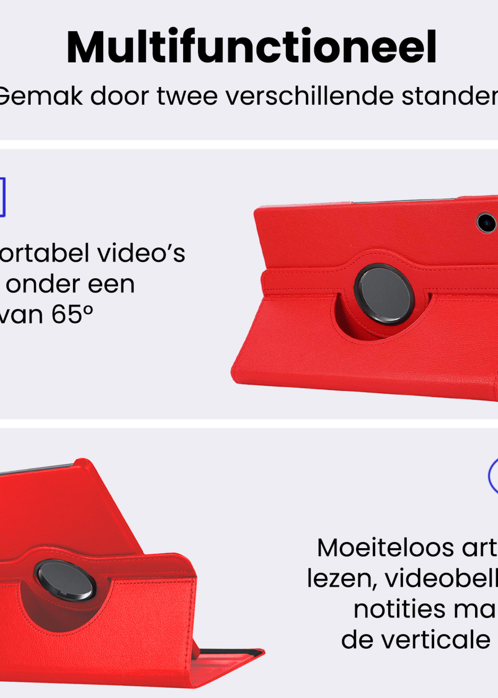 BTH BTH Samsung Galaxy Tab A9 Plus Hoes Draaibaar Met Screenprotector - Rood