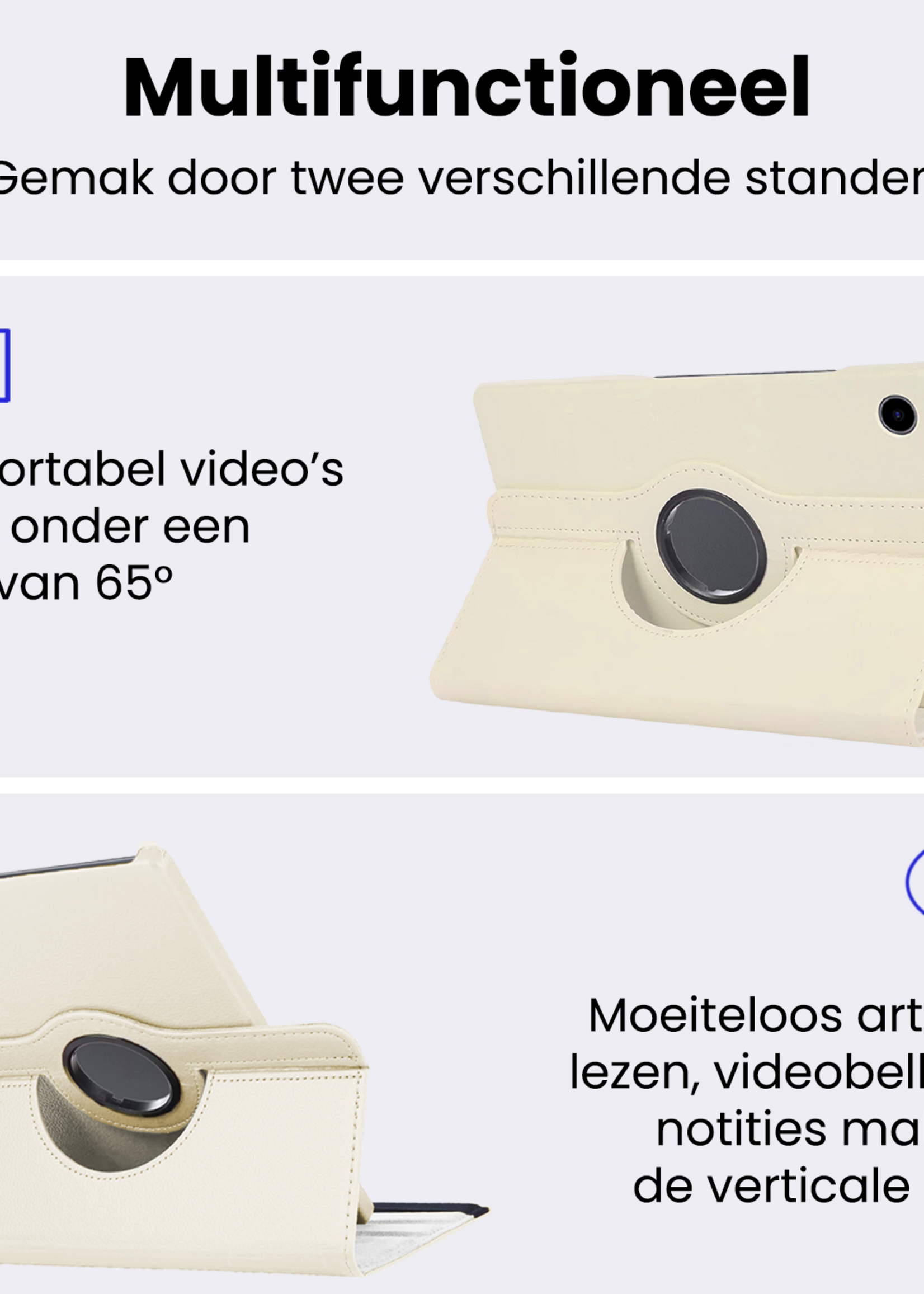 BTH BTH Samsung Galaxy Tab A9 Plus Hoes Draaibaar Met Screenprotector - Wit